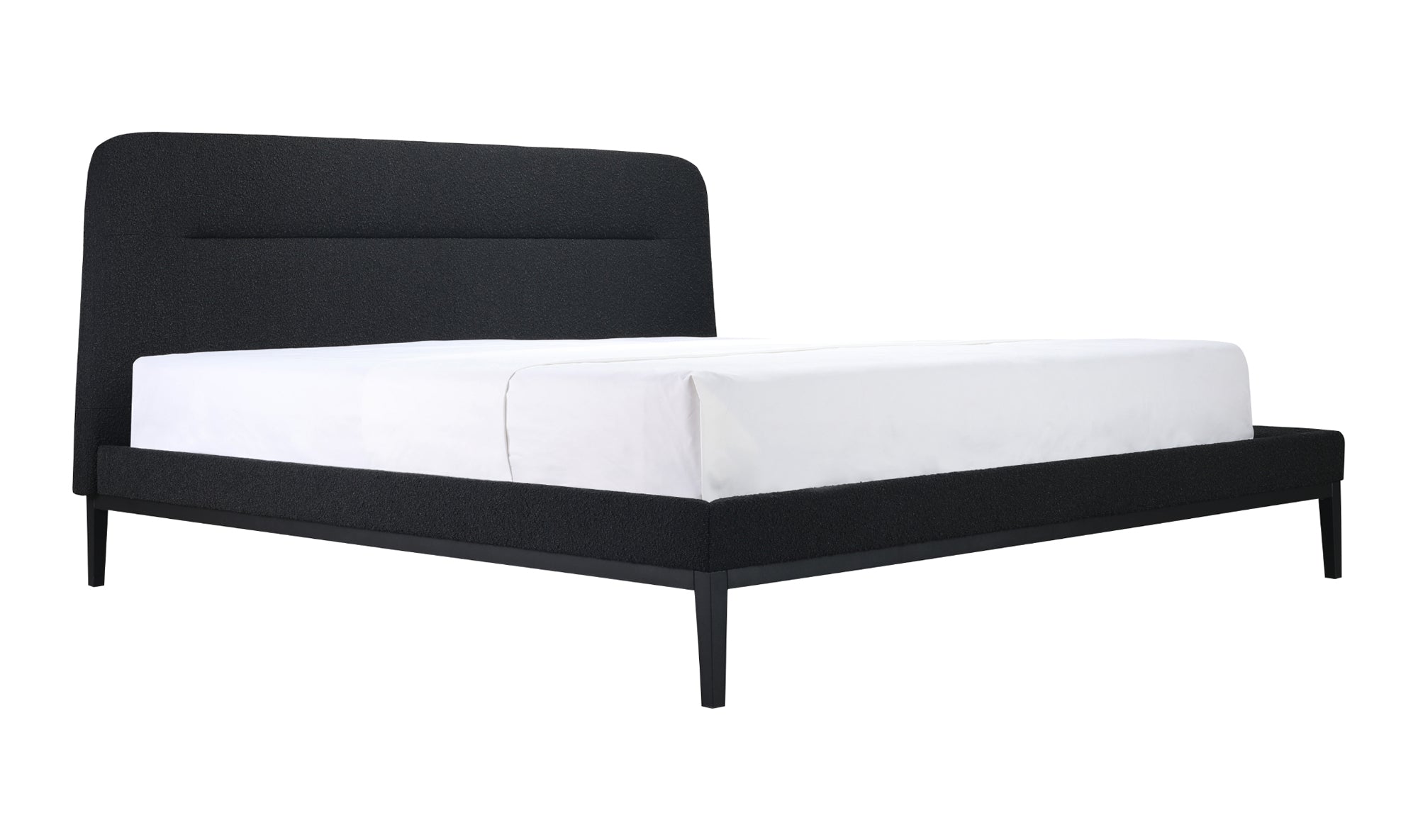 NYX UPHOLSTERED KING SIZE PLATFORM BED BLACK BOUCLE