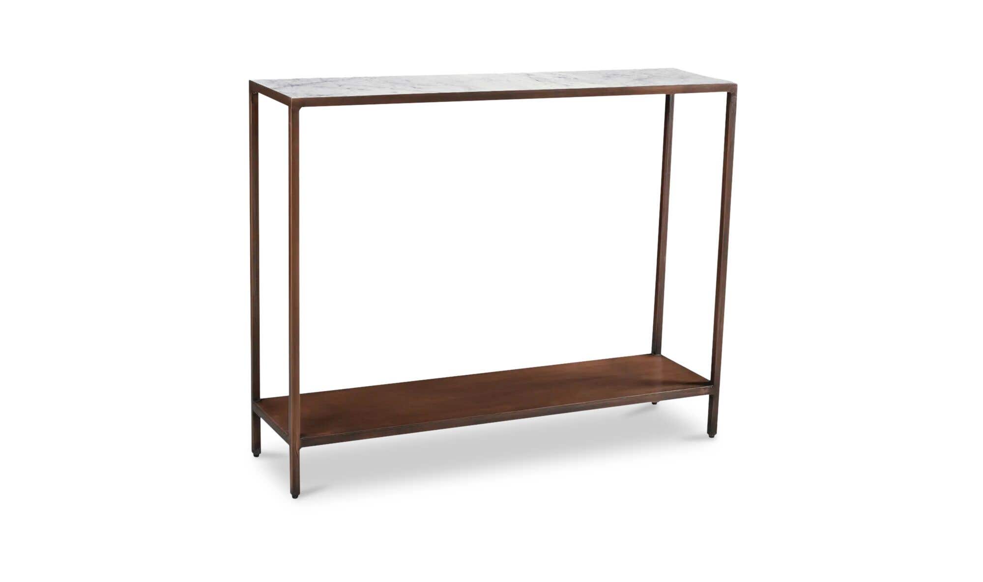 42" Antique Copper Marble Console Table