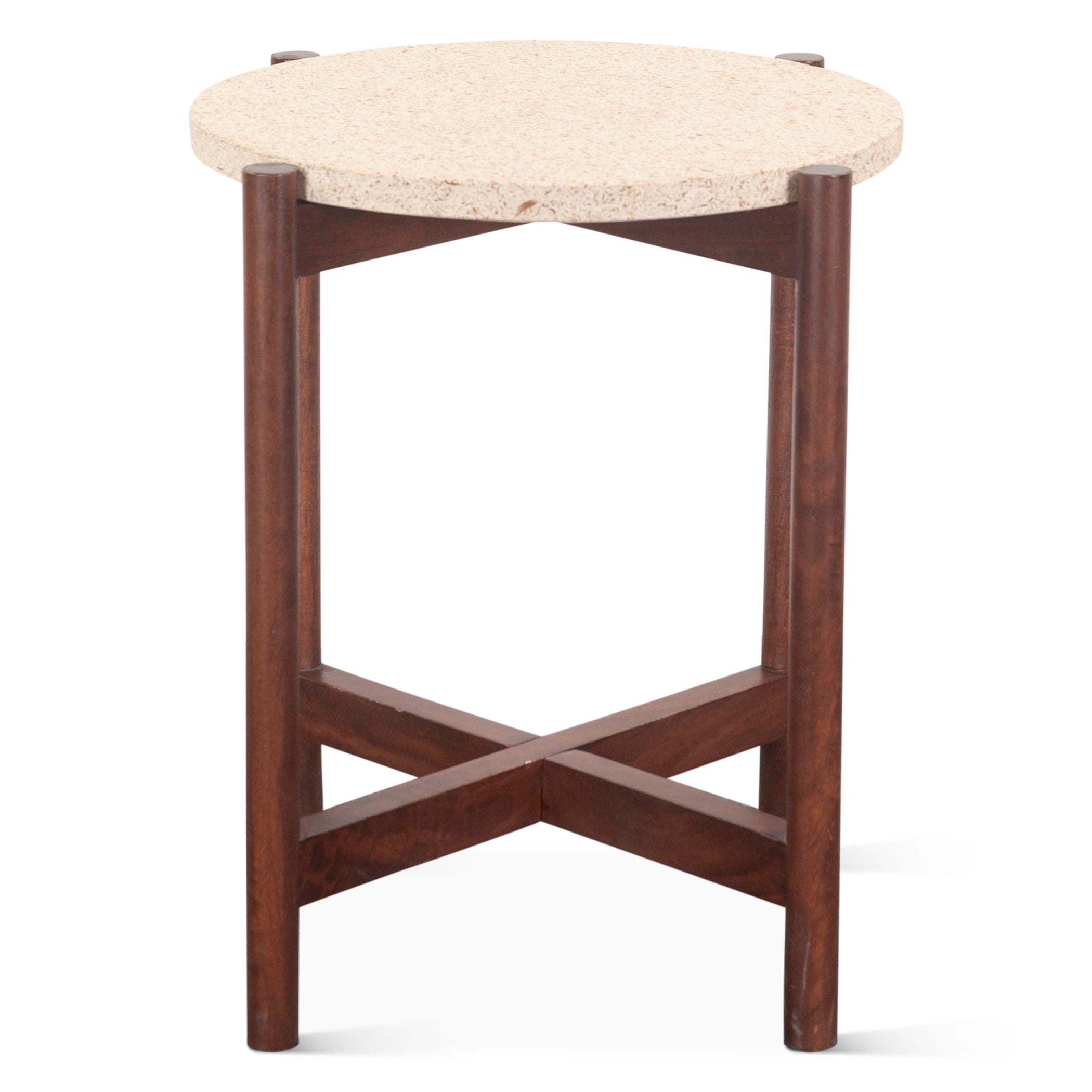 18" Cement and Mango Wood Side Table