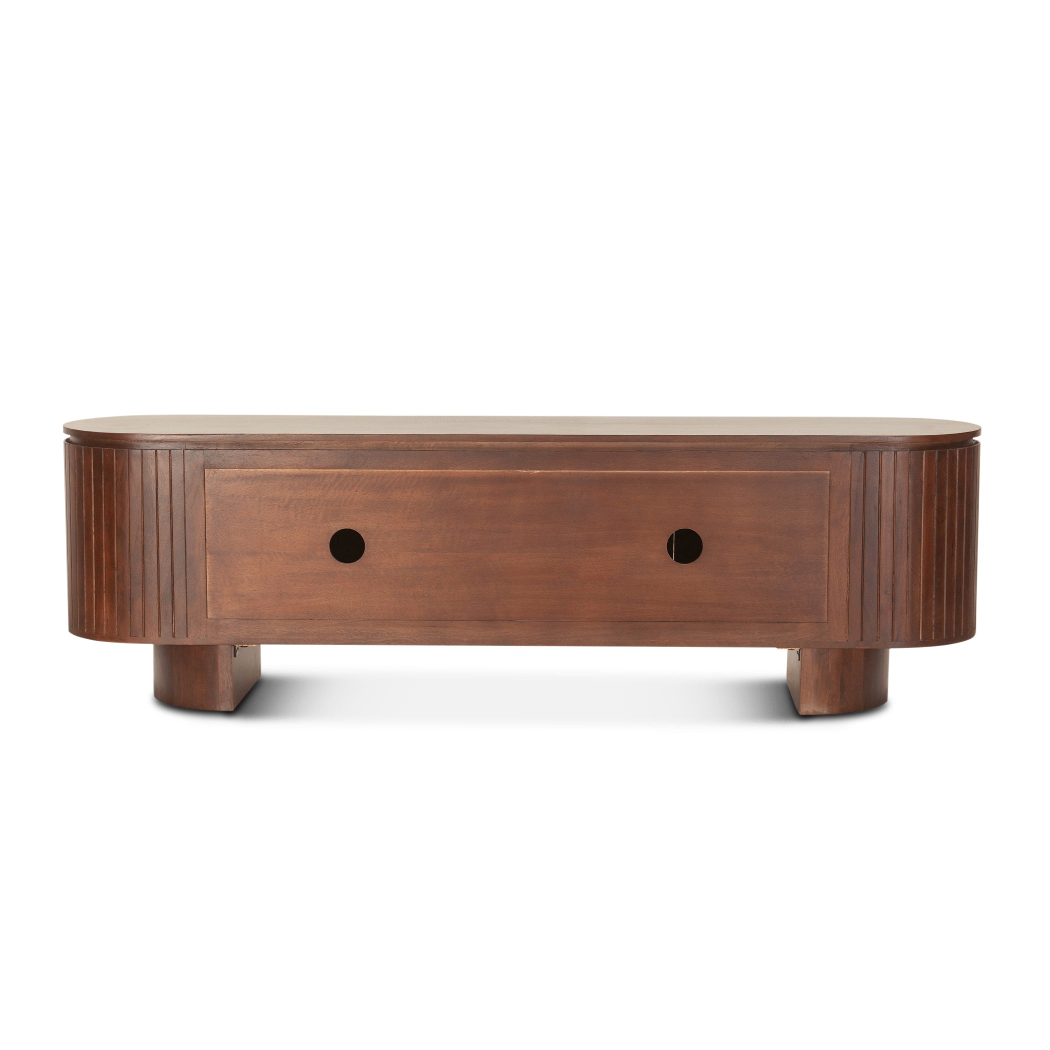 79" Aged Mahogany Mango Wood Media Cabinet