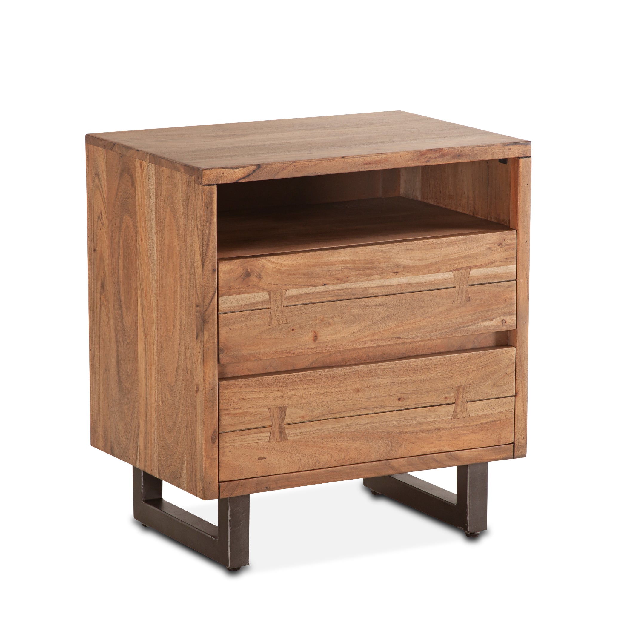 24" Smoked Acacia Wood Nightstand