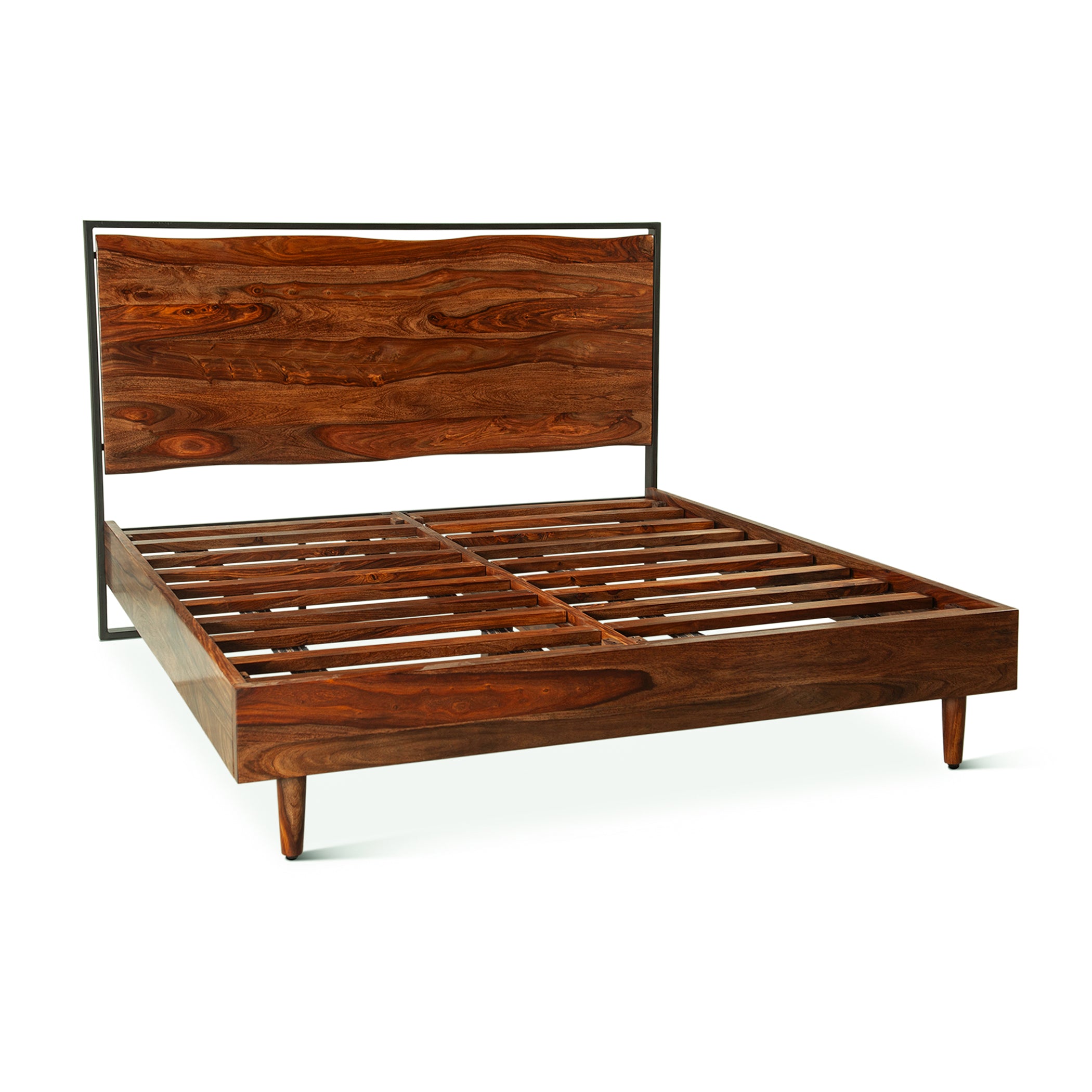 64" Natural Sheesham Wood Queen Size Bed