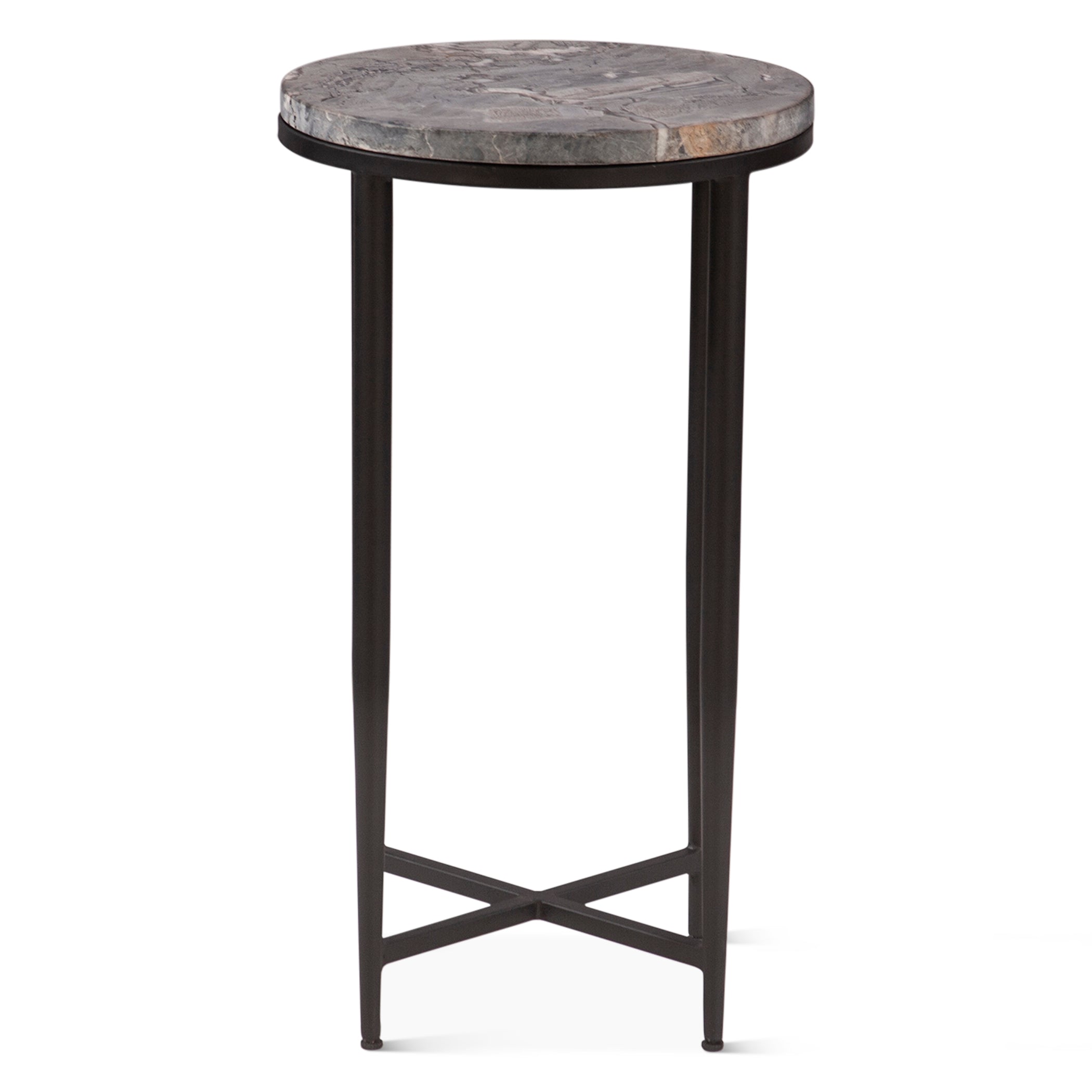 14" Gray Septarian Stone Side Table