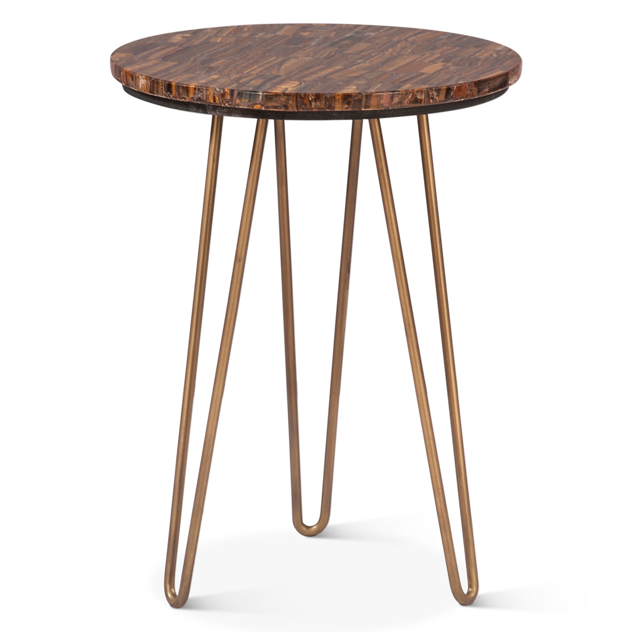 17" Tiger Eye Stone Side Table