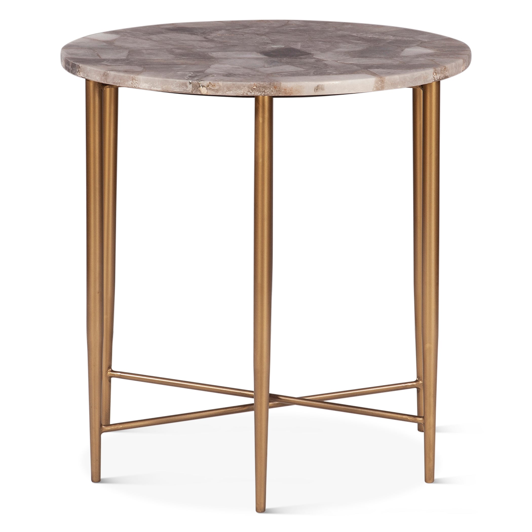 24" Smoky Quartz Stone Side Table