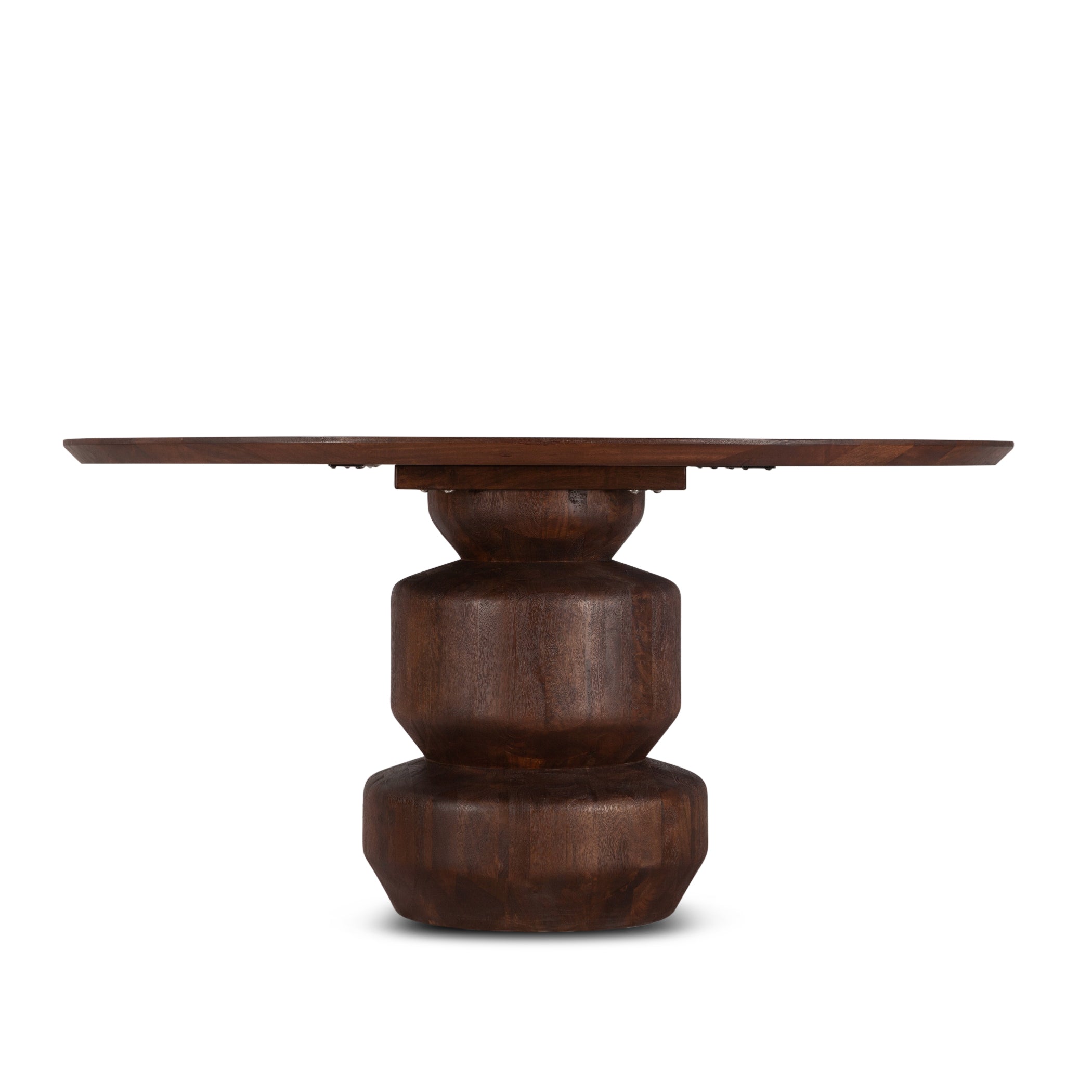60" Walnut Brown Mango Wood Round Table