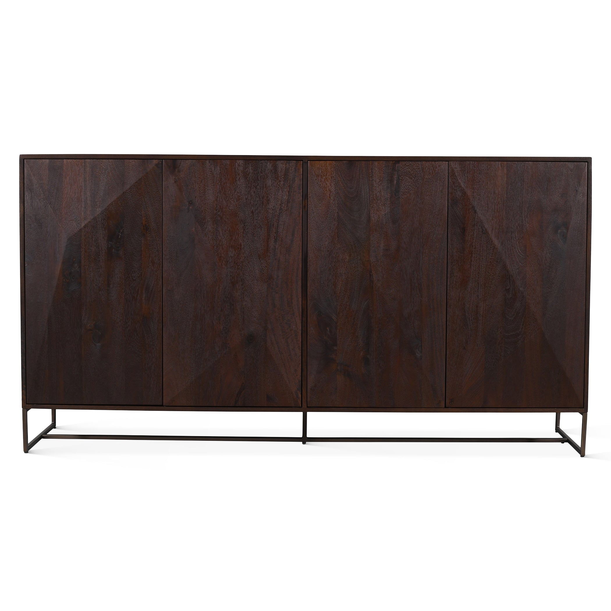 76" Distressed Walnut Mango Wood Sideboard