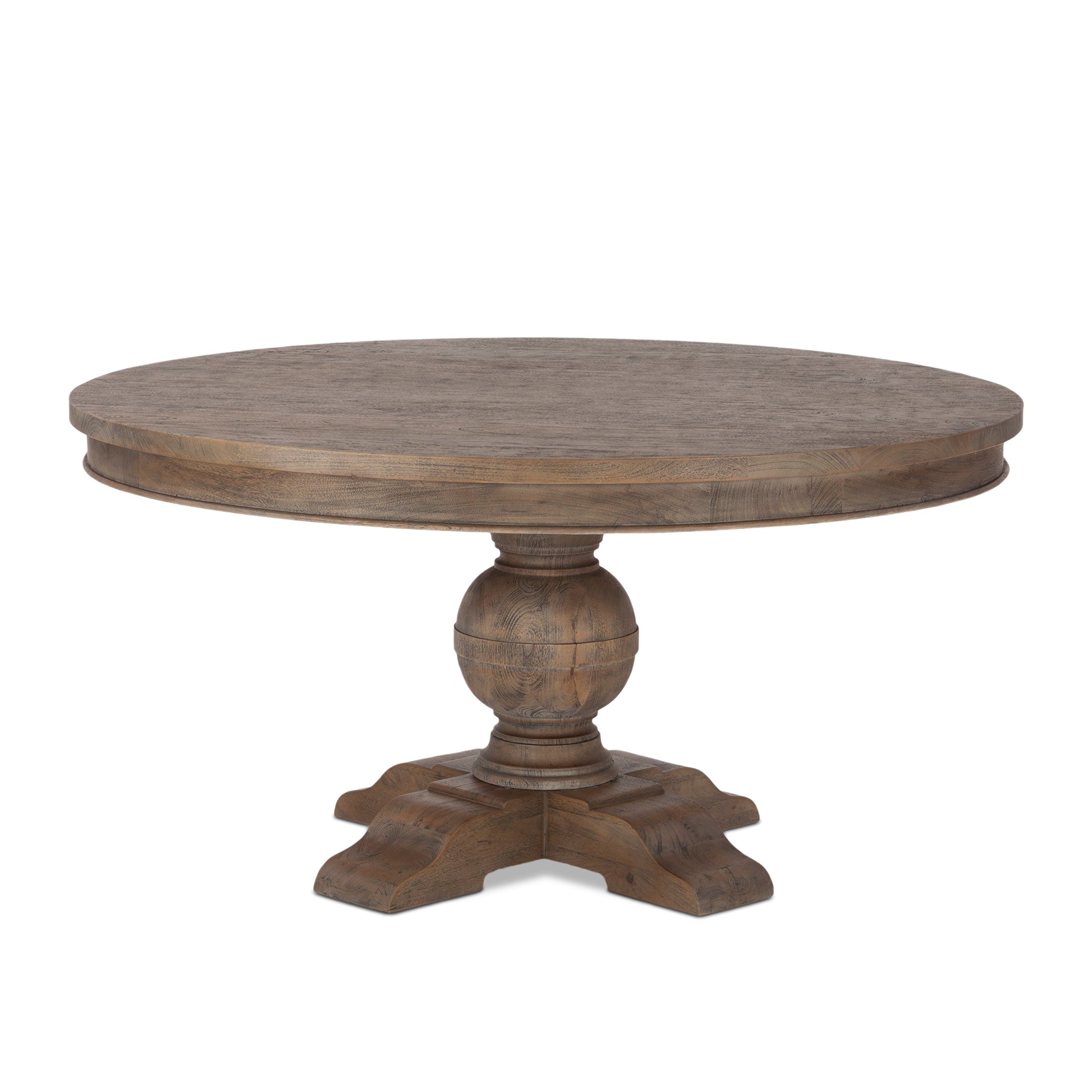 60″ Weathered Teak Mango Wood Round Table