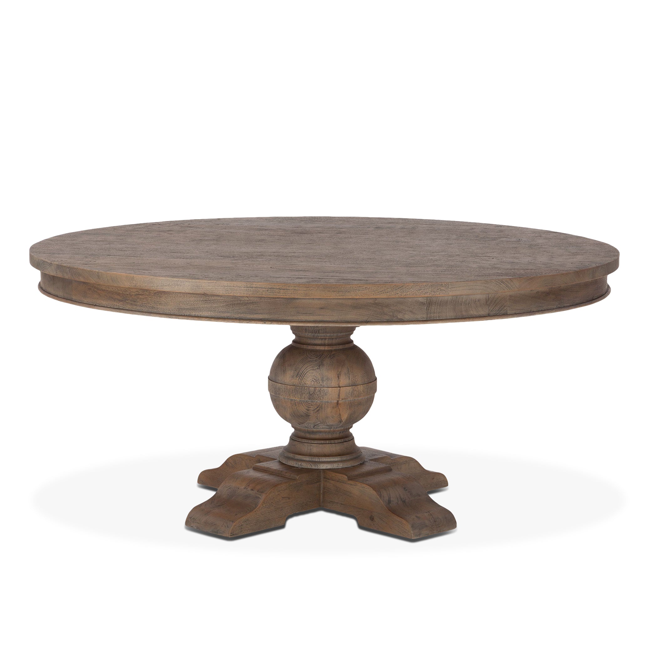 72″ Weathered Teak Mango Wood Round Dining Table