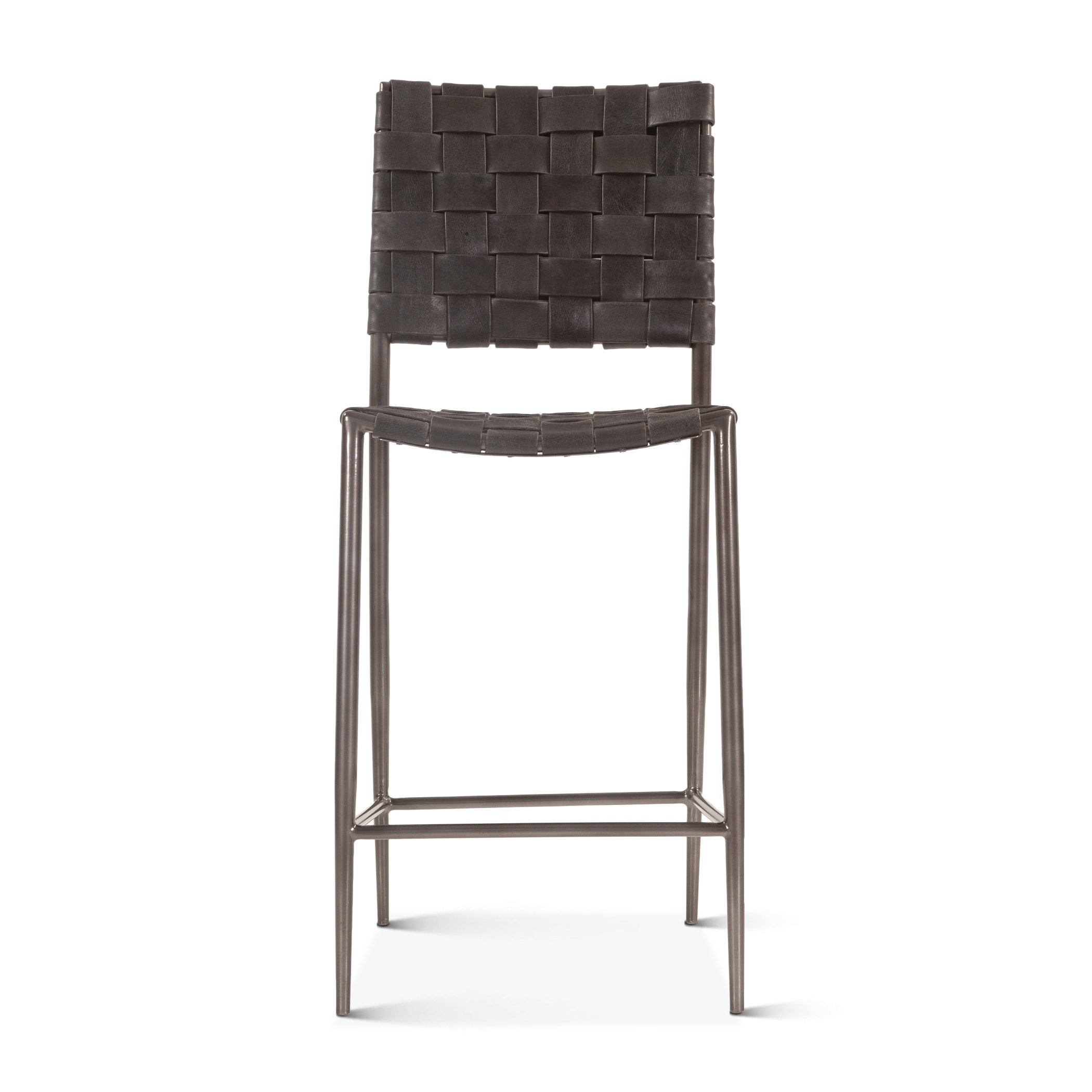 17" Black Buffalo Leather Counter Chair