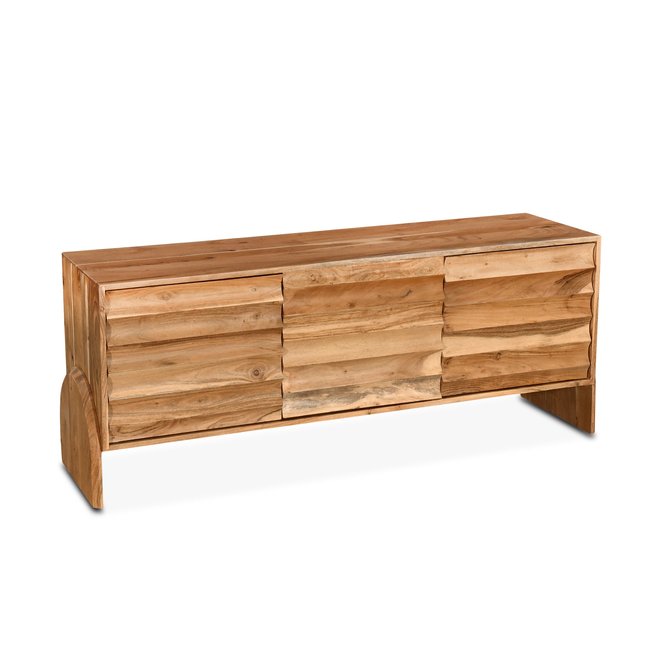 59" Natural Acacia Wood Media Cabinet