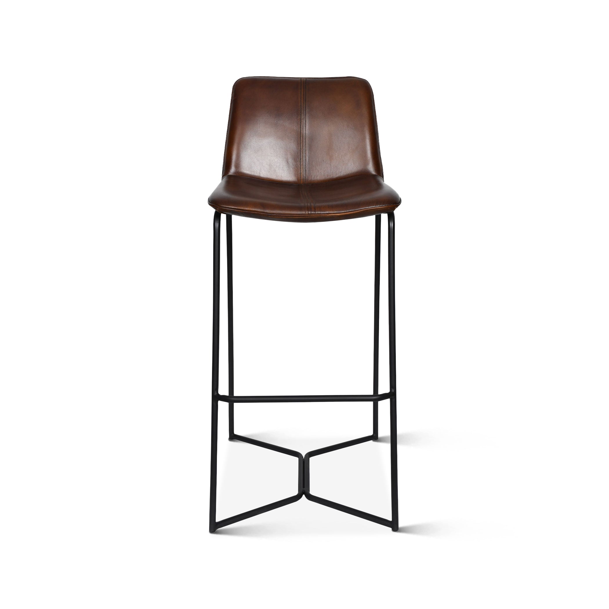 18" Hand-Washed Chestnut Leather Bar Chair