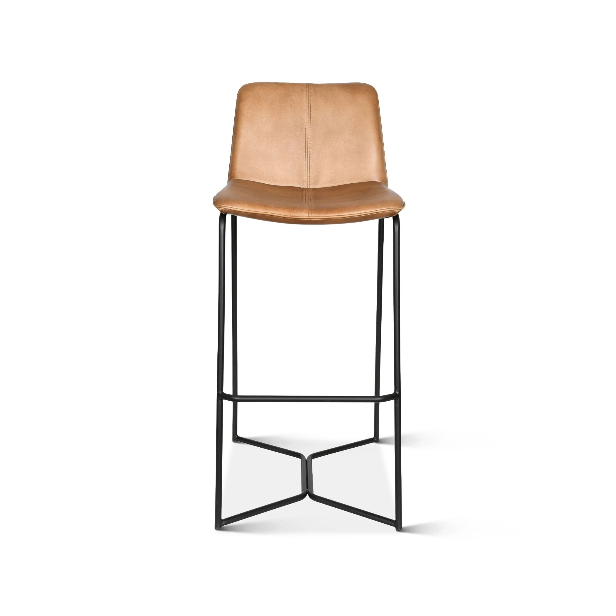 18" Hand-Washed Taupe Leather Bar Chair