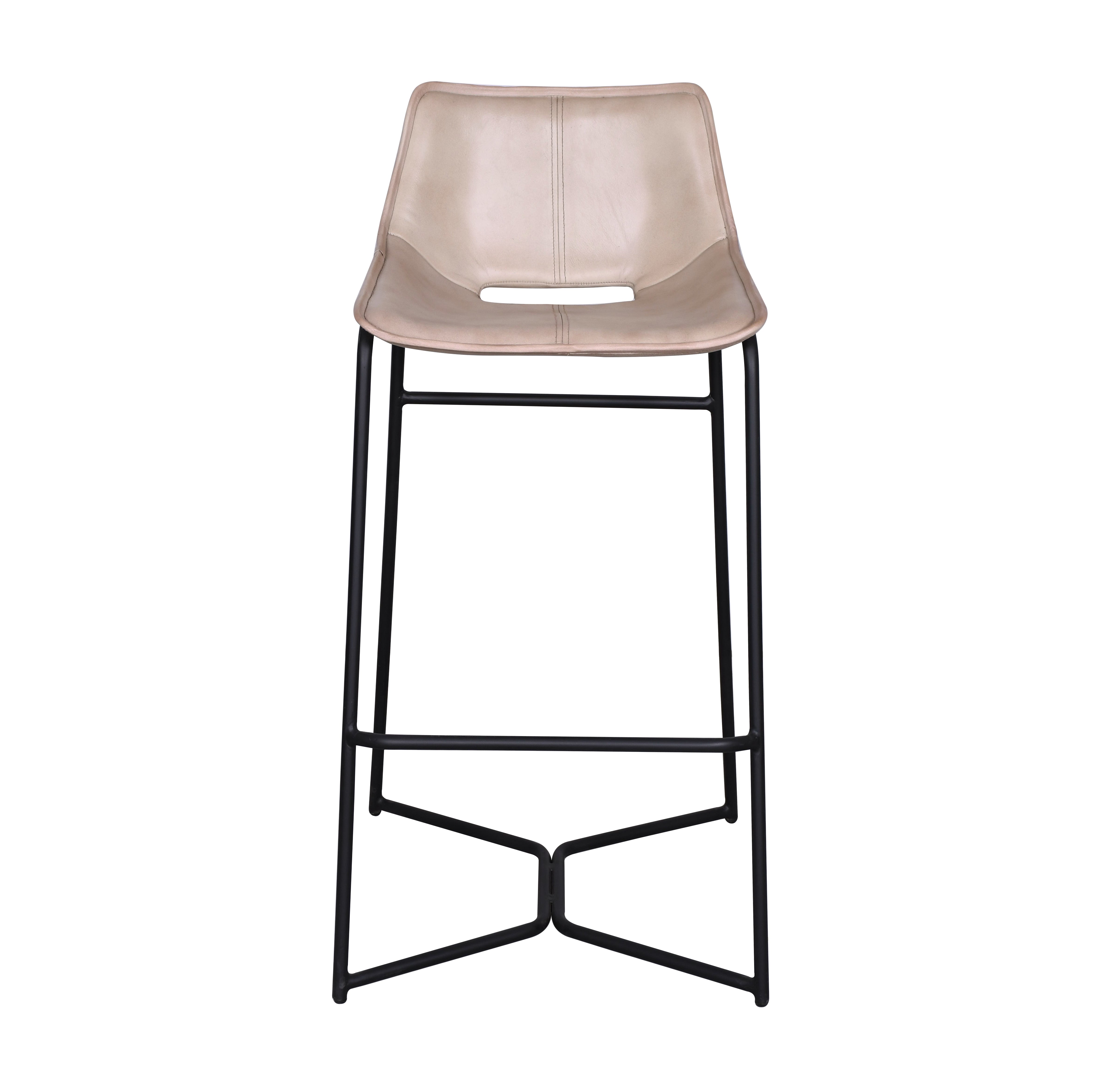 19" Antique Ivory Leather Bar Chair