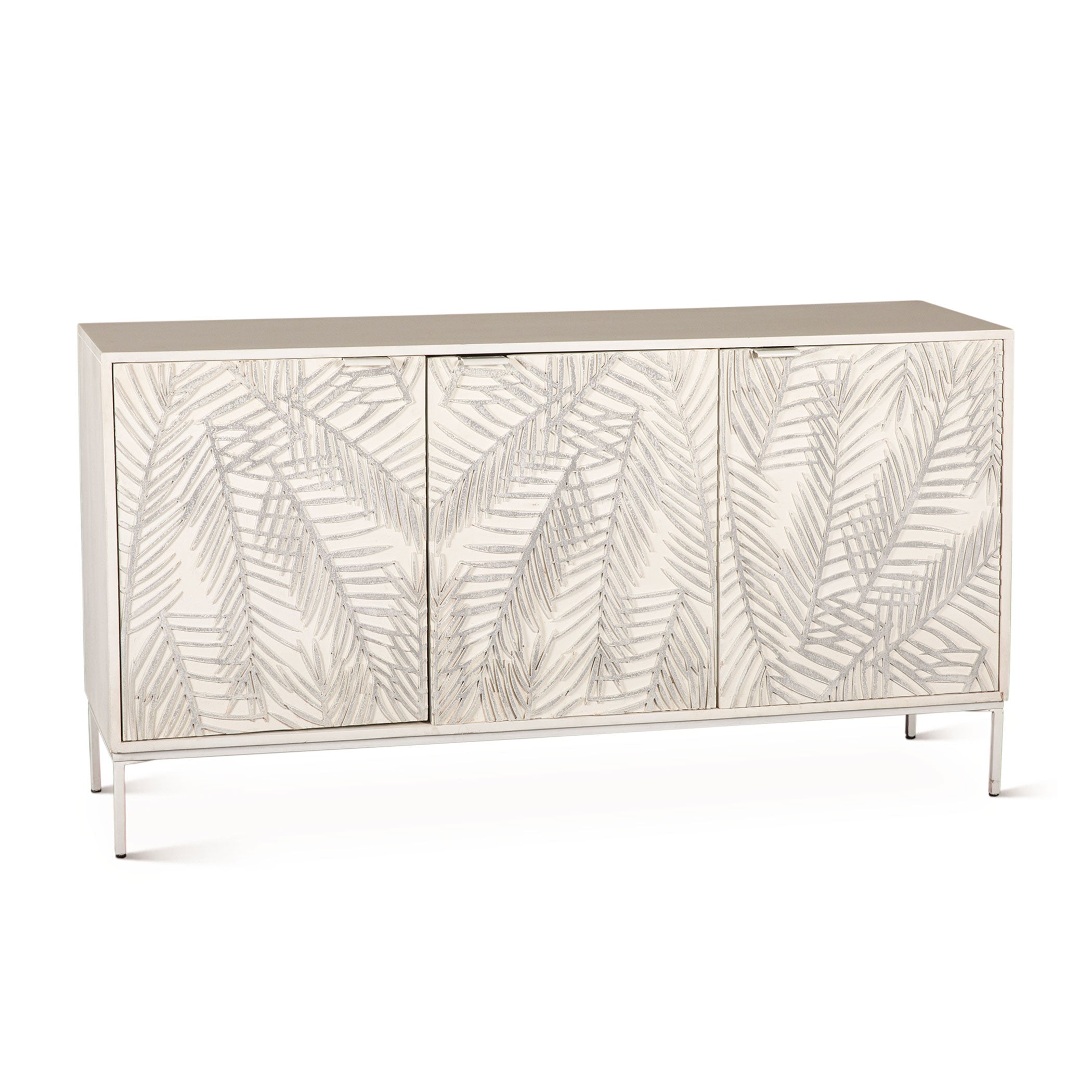 57" Coastal White Mango Wood Sideboard