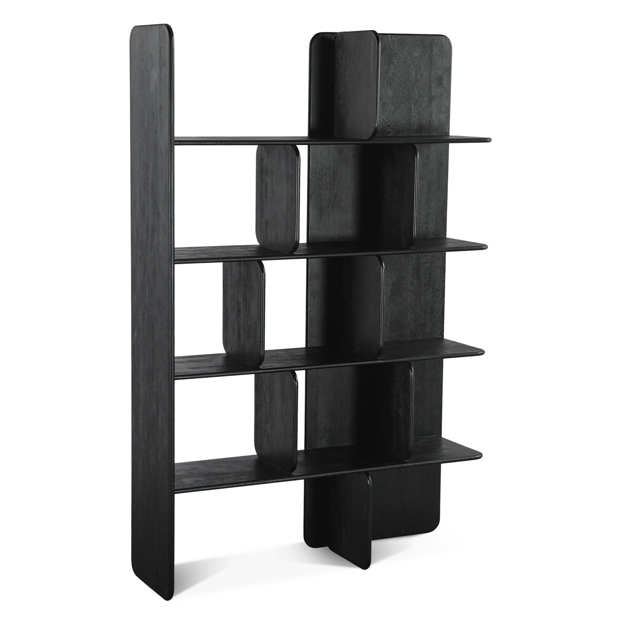 47" Black Mango Wood Bookshelf