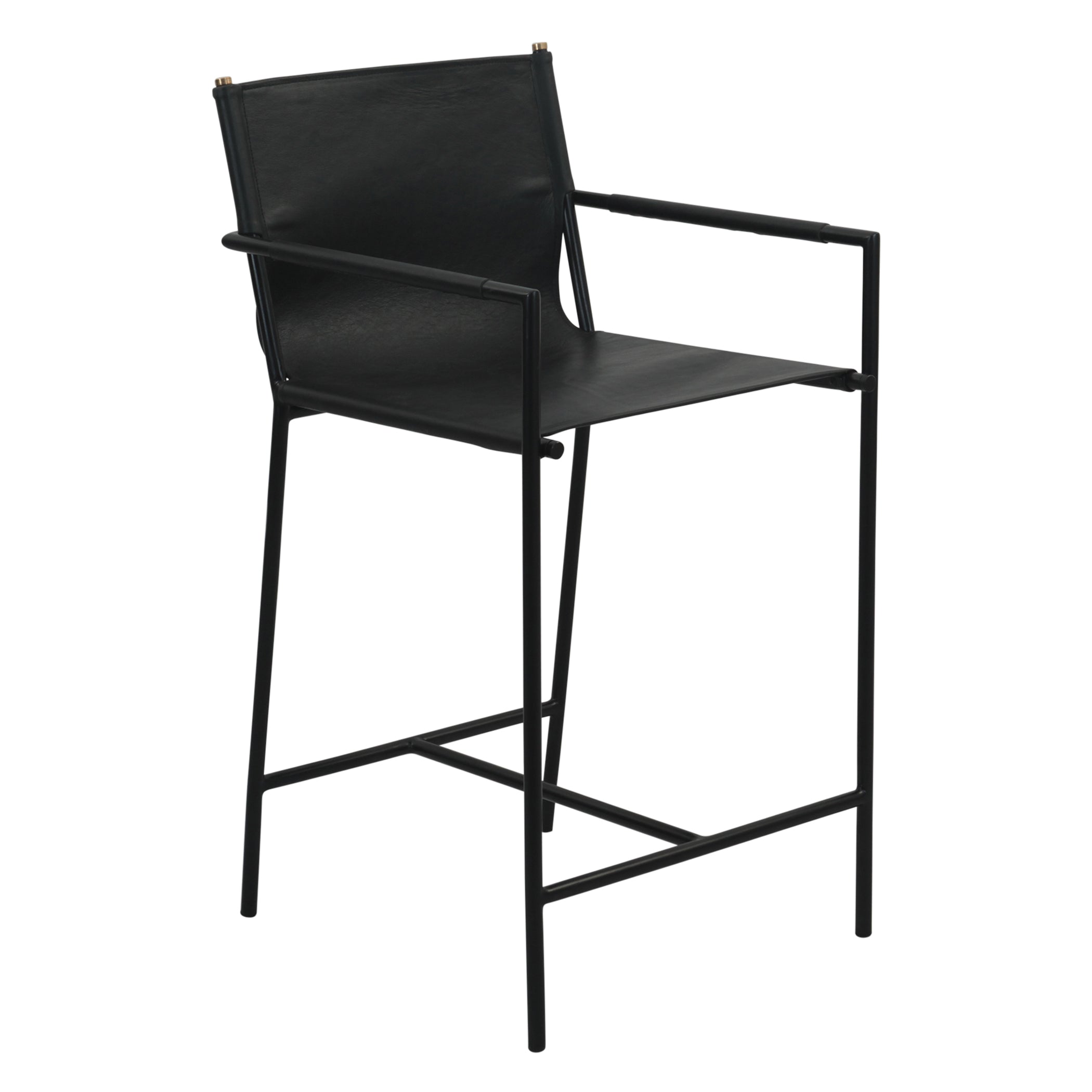 20.25" Black Leather Counter Chair