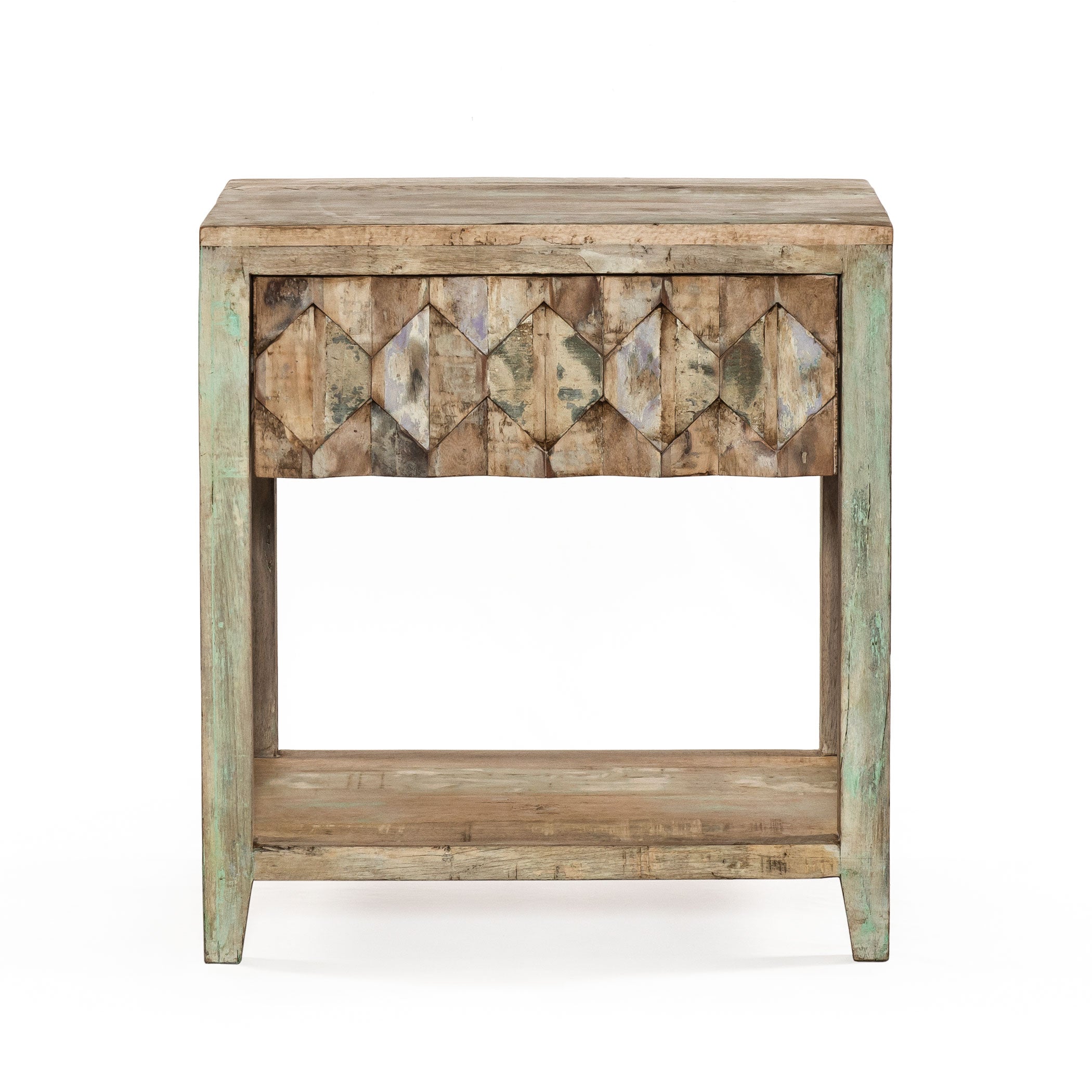 24" Vintage Teal Reclaimed Wood Nightstand