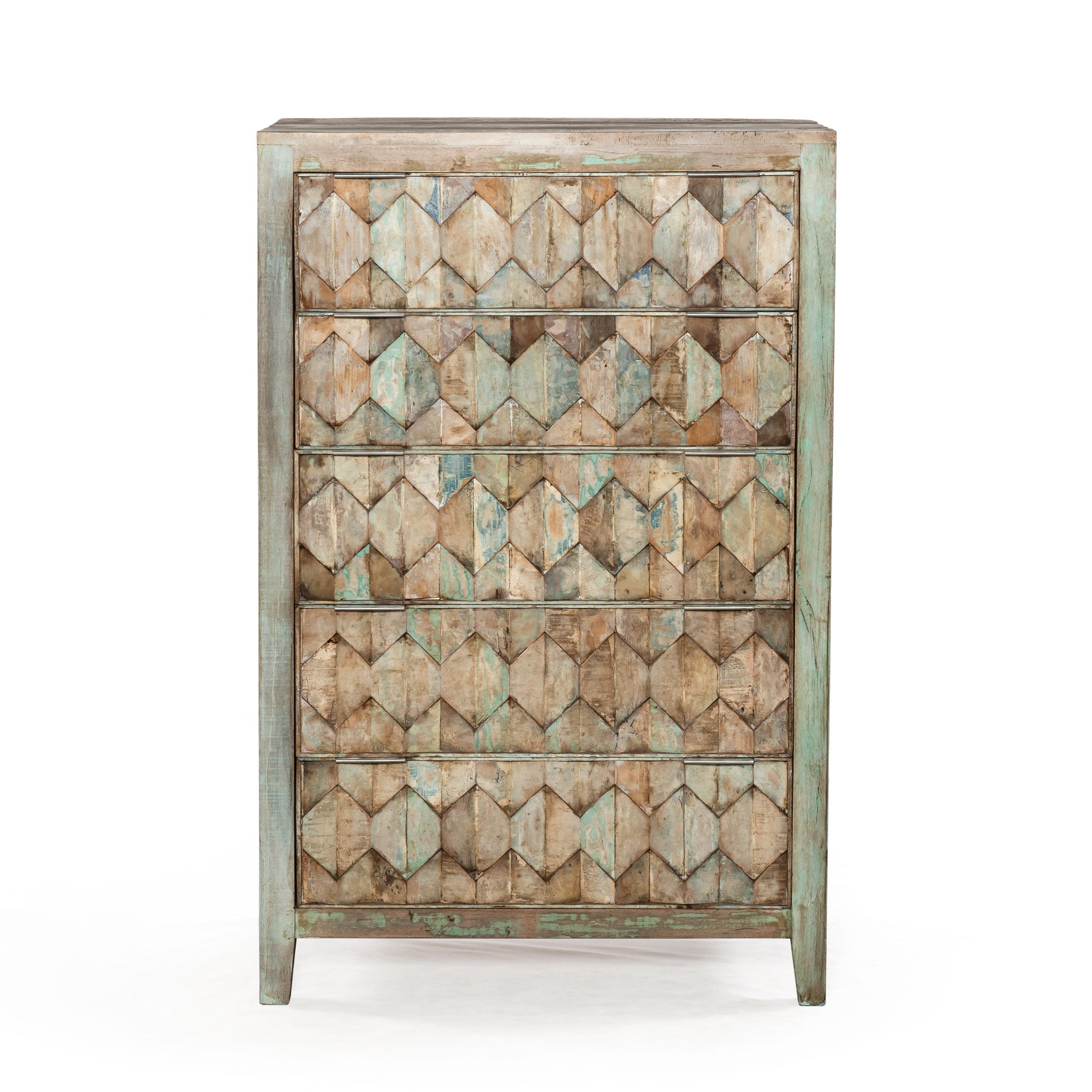 32" Vintage Teal Reclaimed Wood Chest
