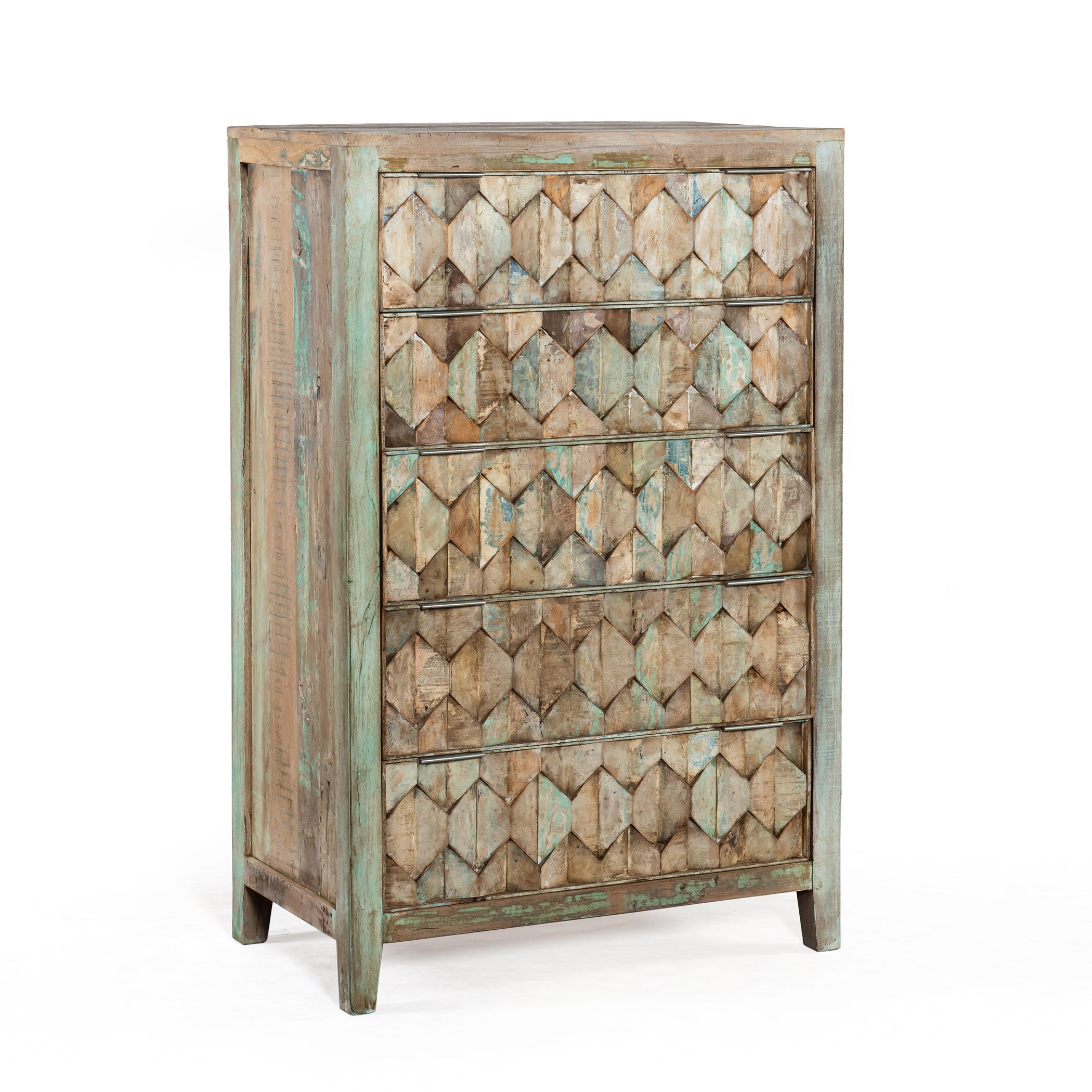 32" Vintage Teal Reclaimed Wood Chest