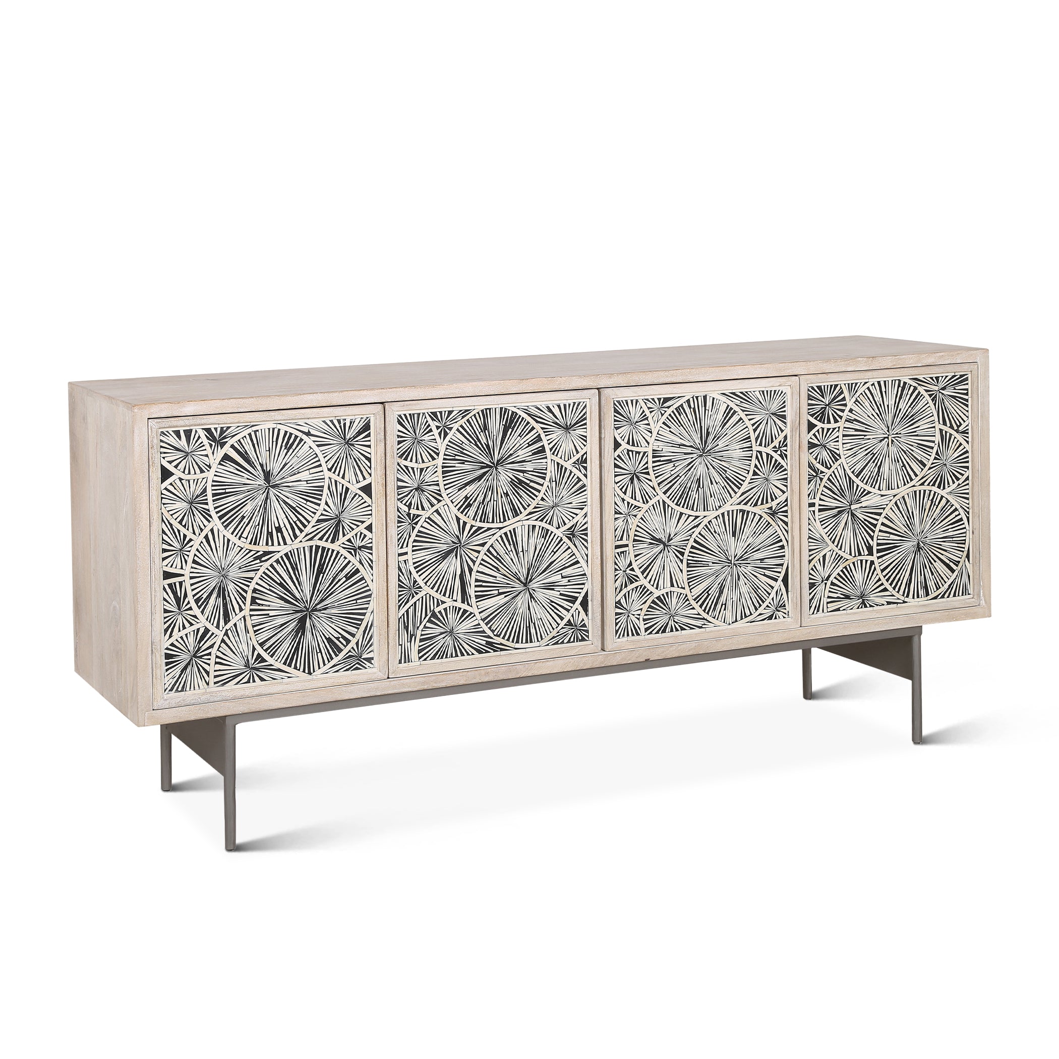 67" Whitewash Mango Wood Sideboard