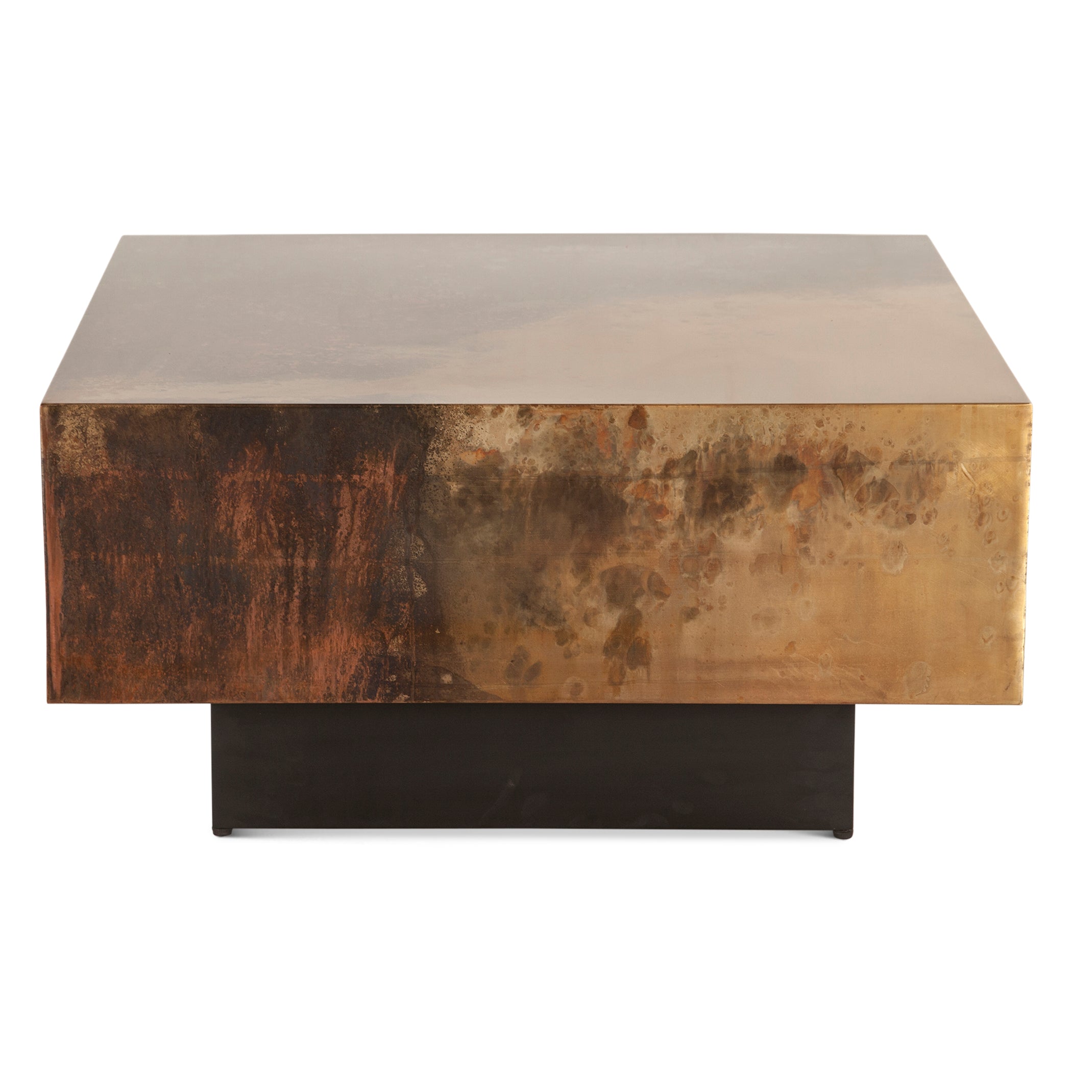 35" Oxidized Copper Metal Coffee Table