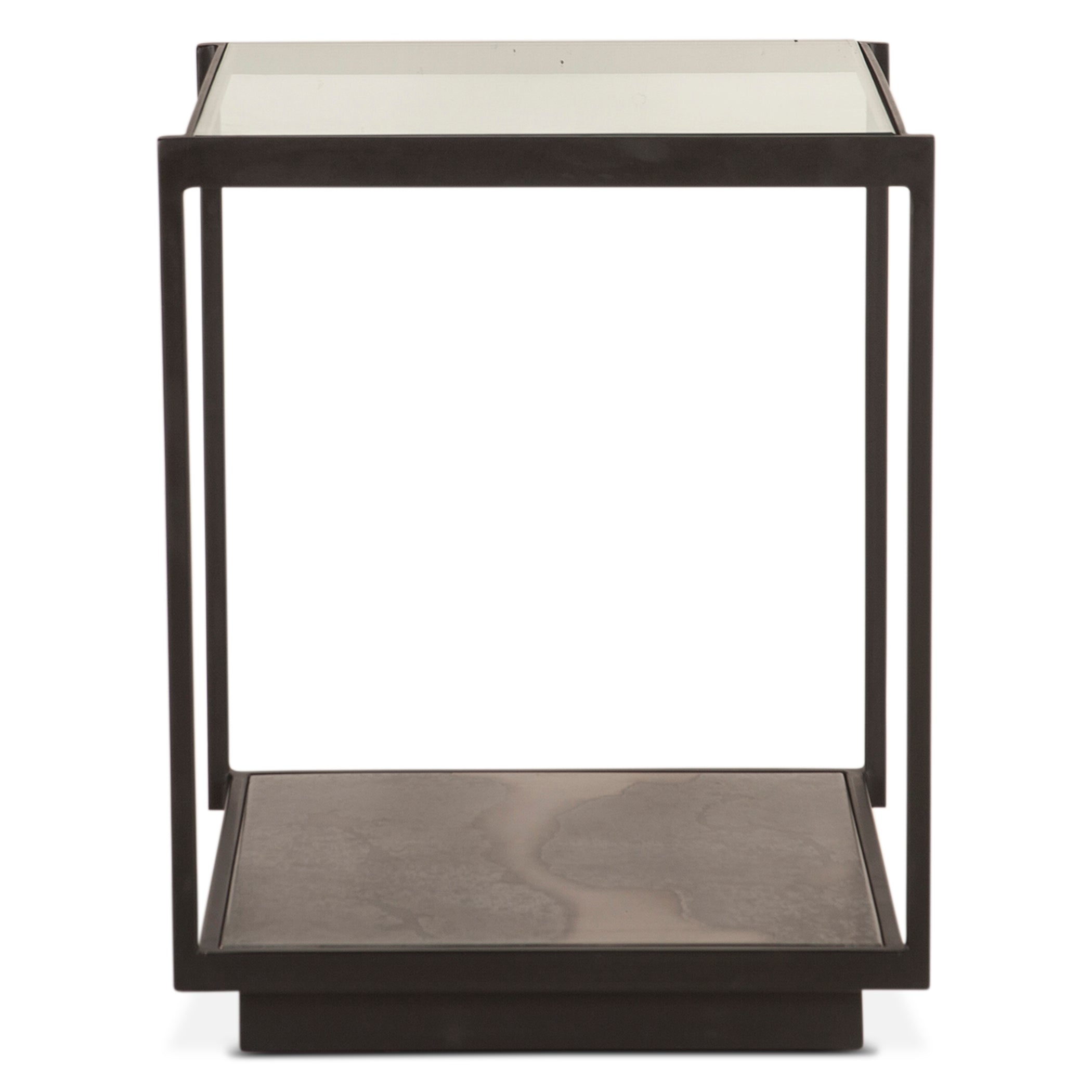 18" Oxidized Black Metal Side Table