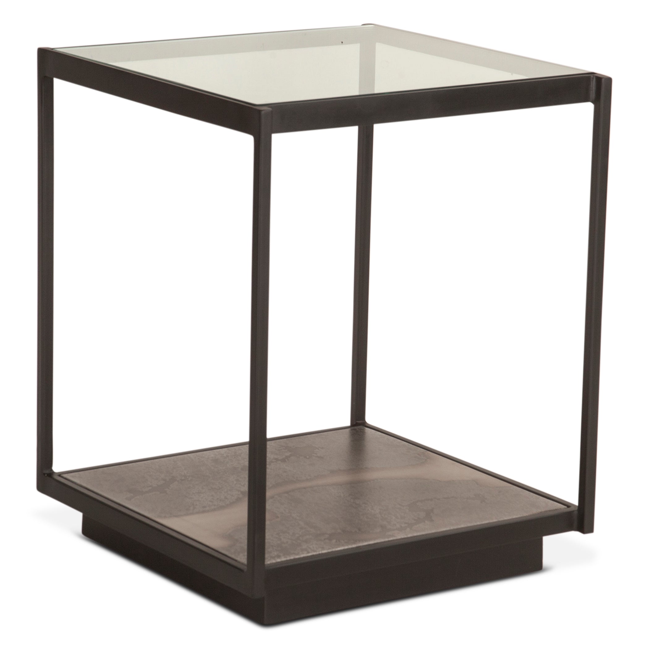 18" Oxidized Black Metal Side Table