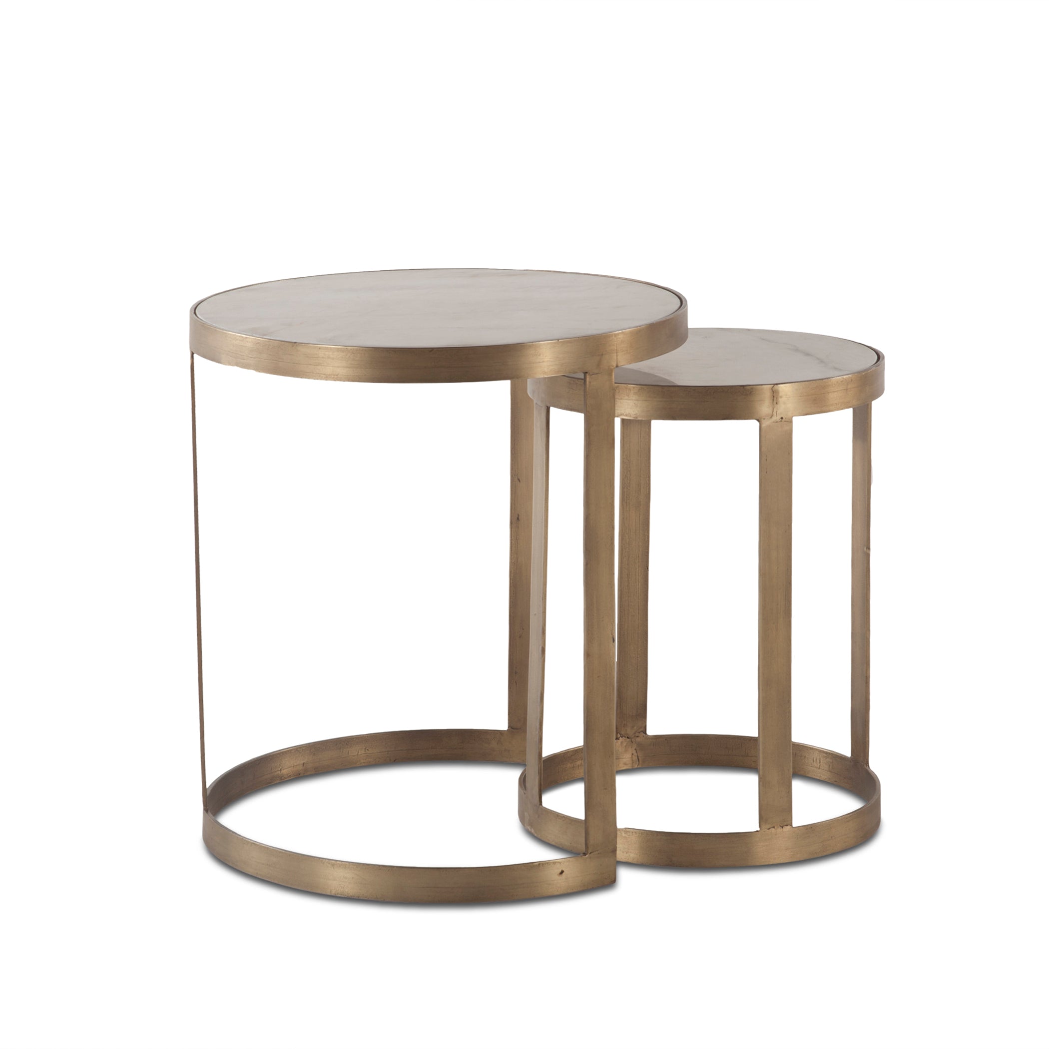 22" White Marble Nesting Side Tables