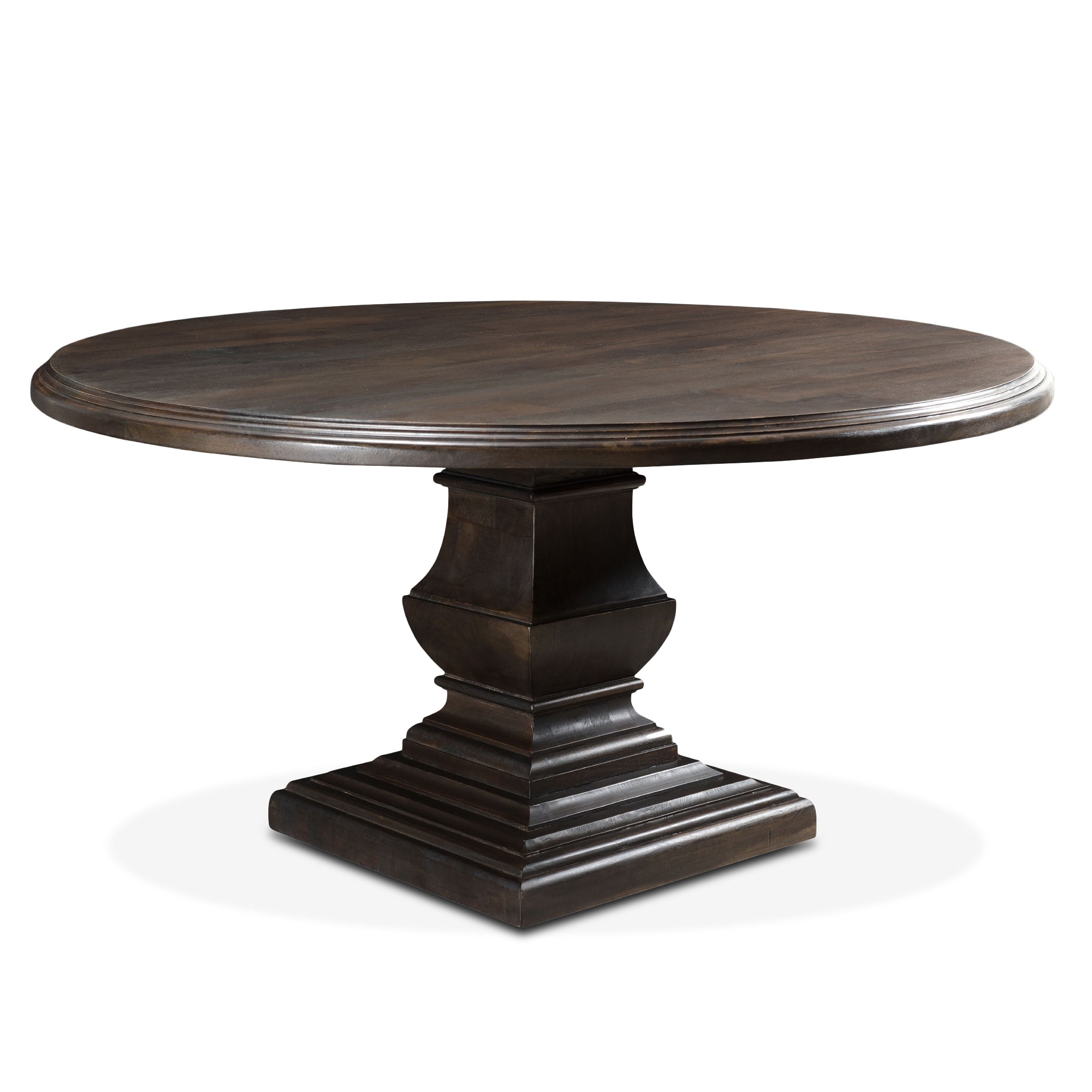 60" Vintage Brown Round Dining Table
