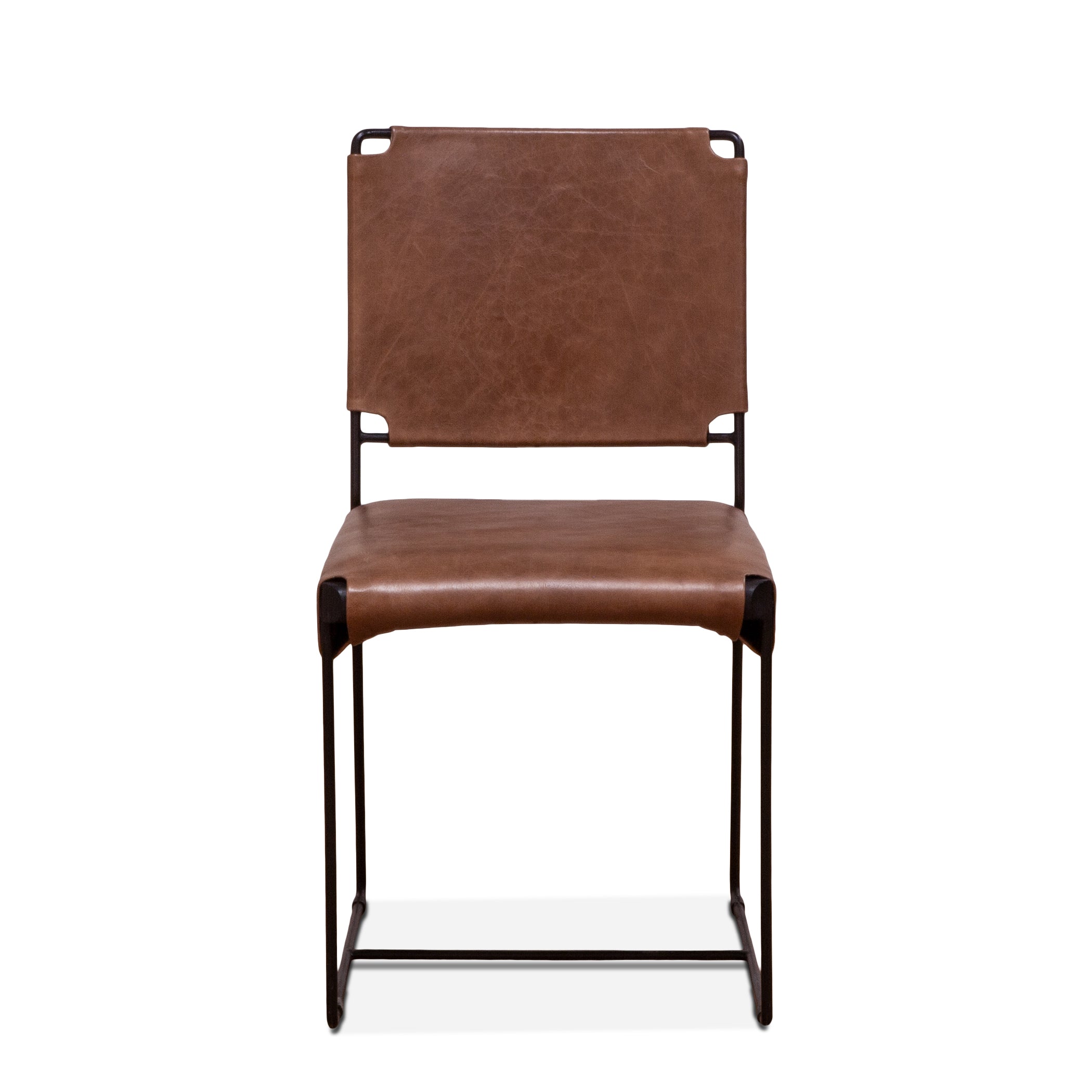 18" Tobacco Leather Dining Chair