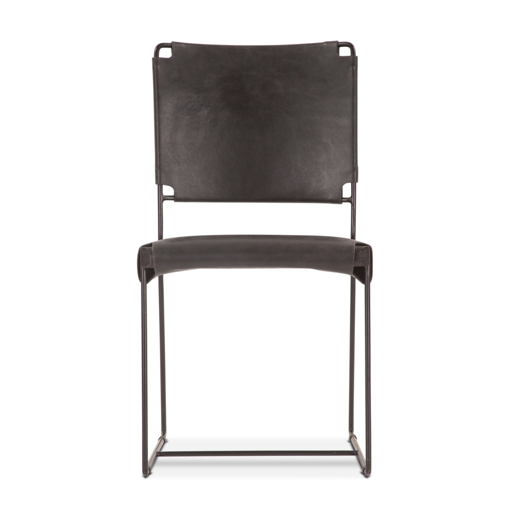 18" Black Buffalo Leather Dining Chair