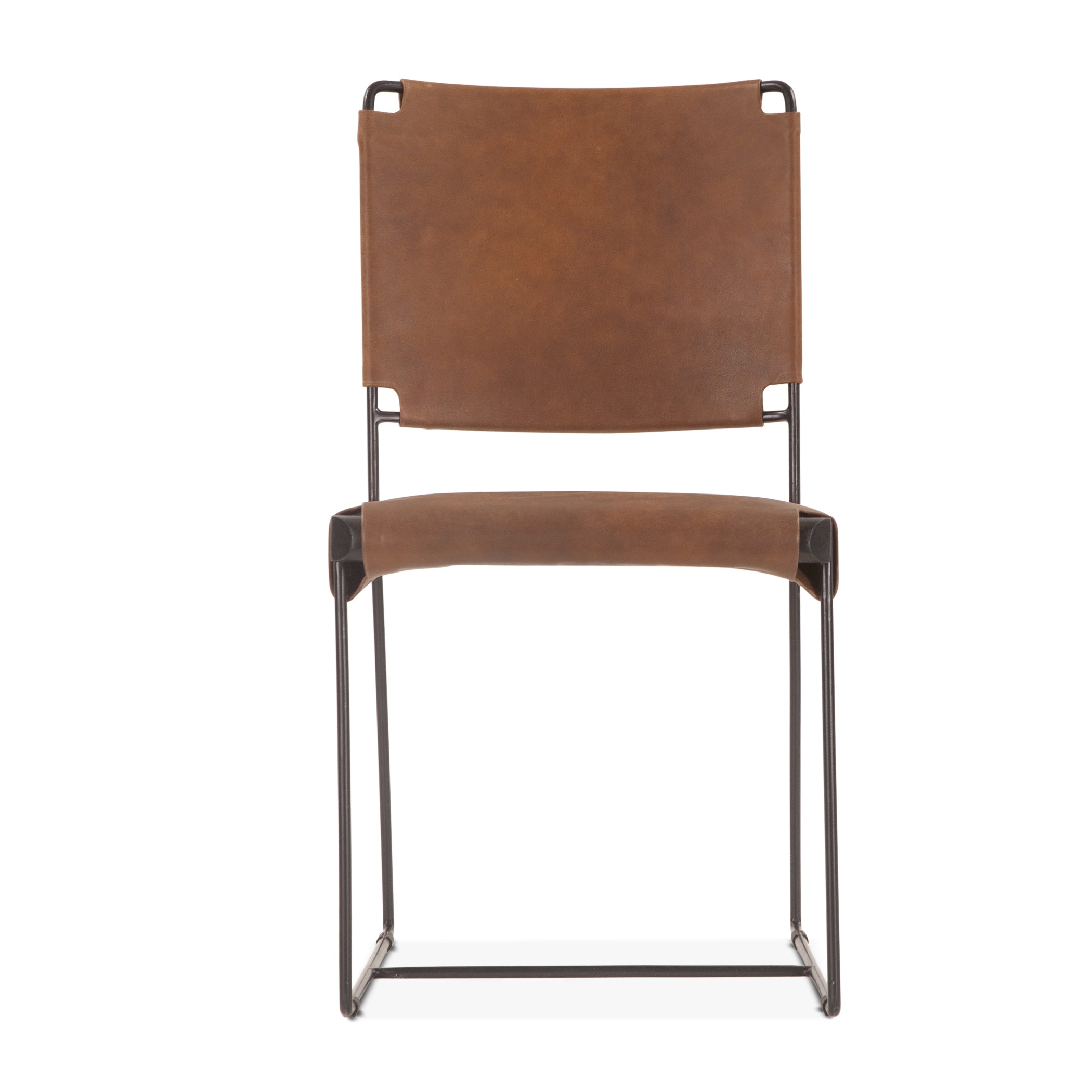 18" Brown Buffalo Leather Dining Chair