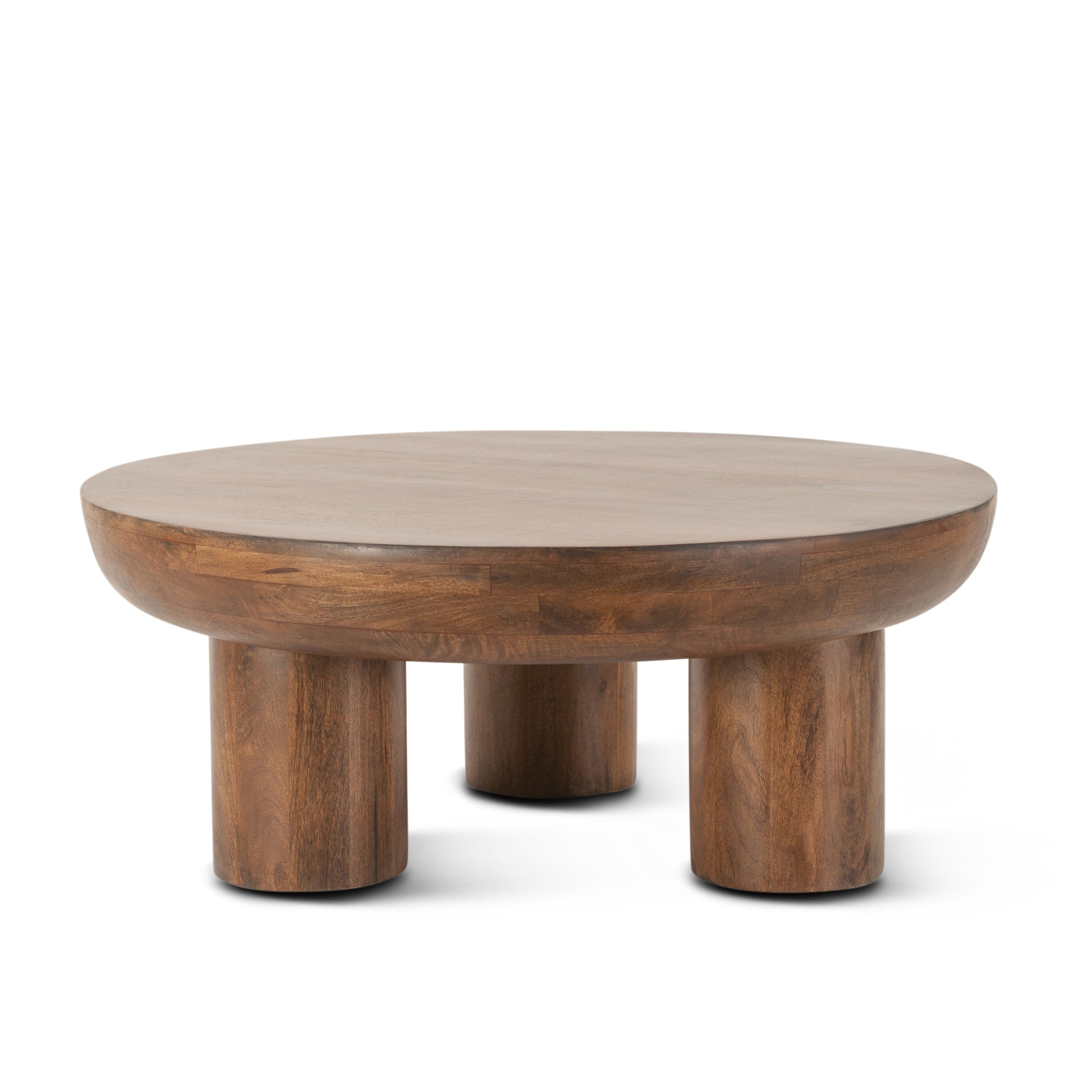 39" Acorn Brown Solid Wood Round Coffee Table