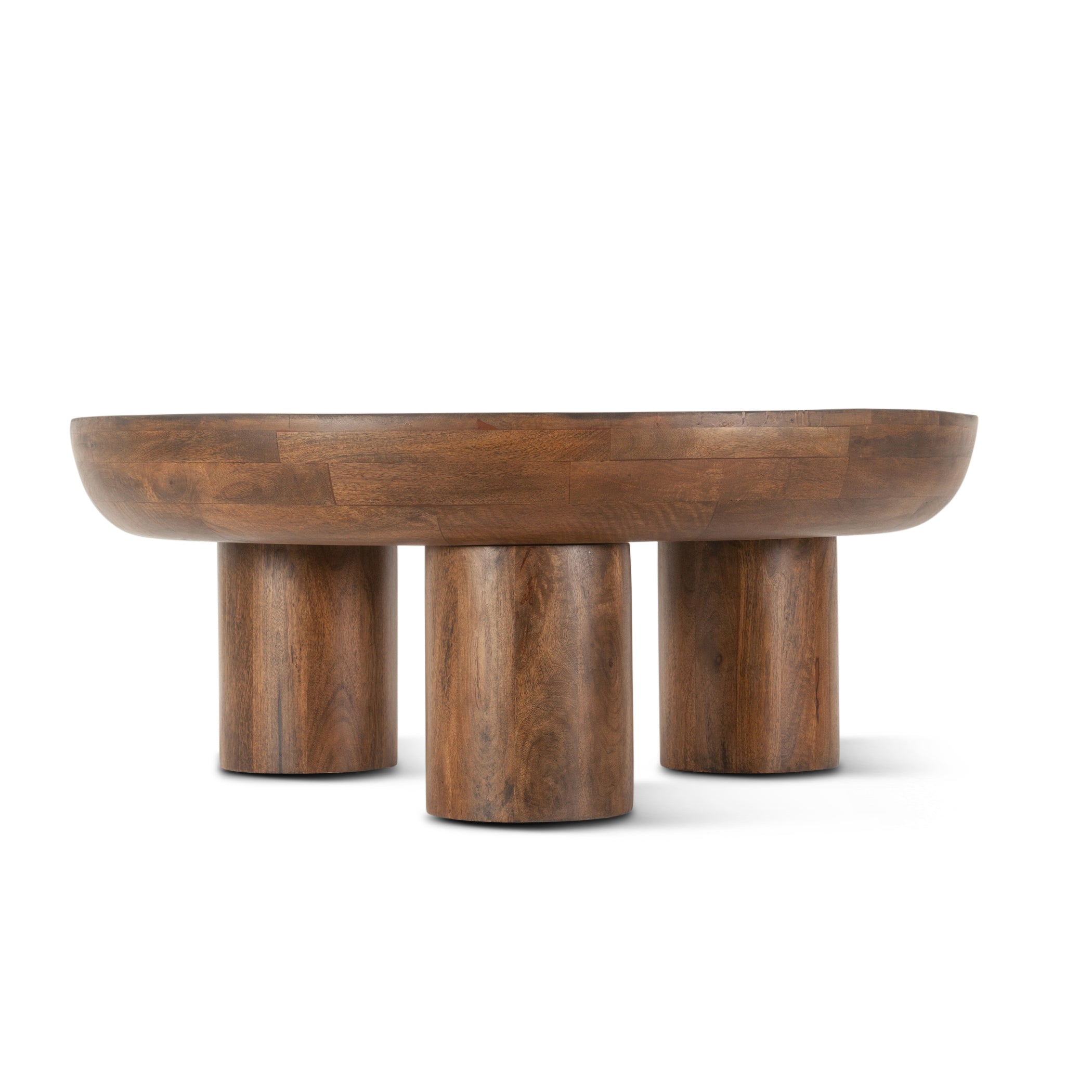 39" Acorn Brown Solid Wood Round Coffee Table