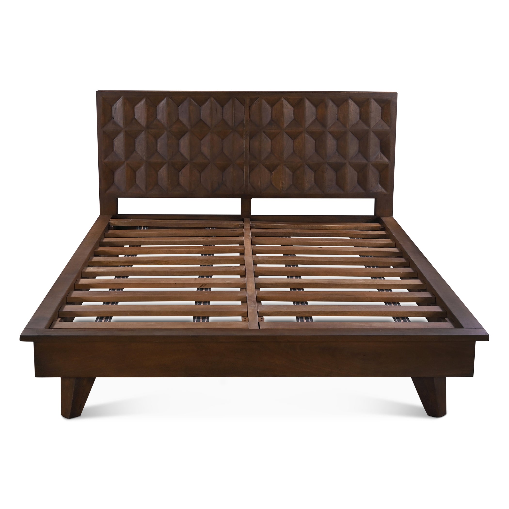 83" Royal Brown Carved Wood King Size Bed