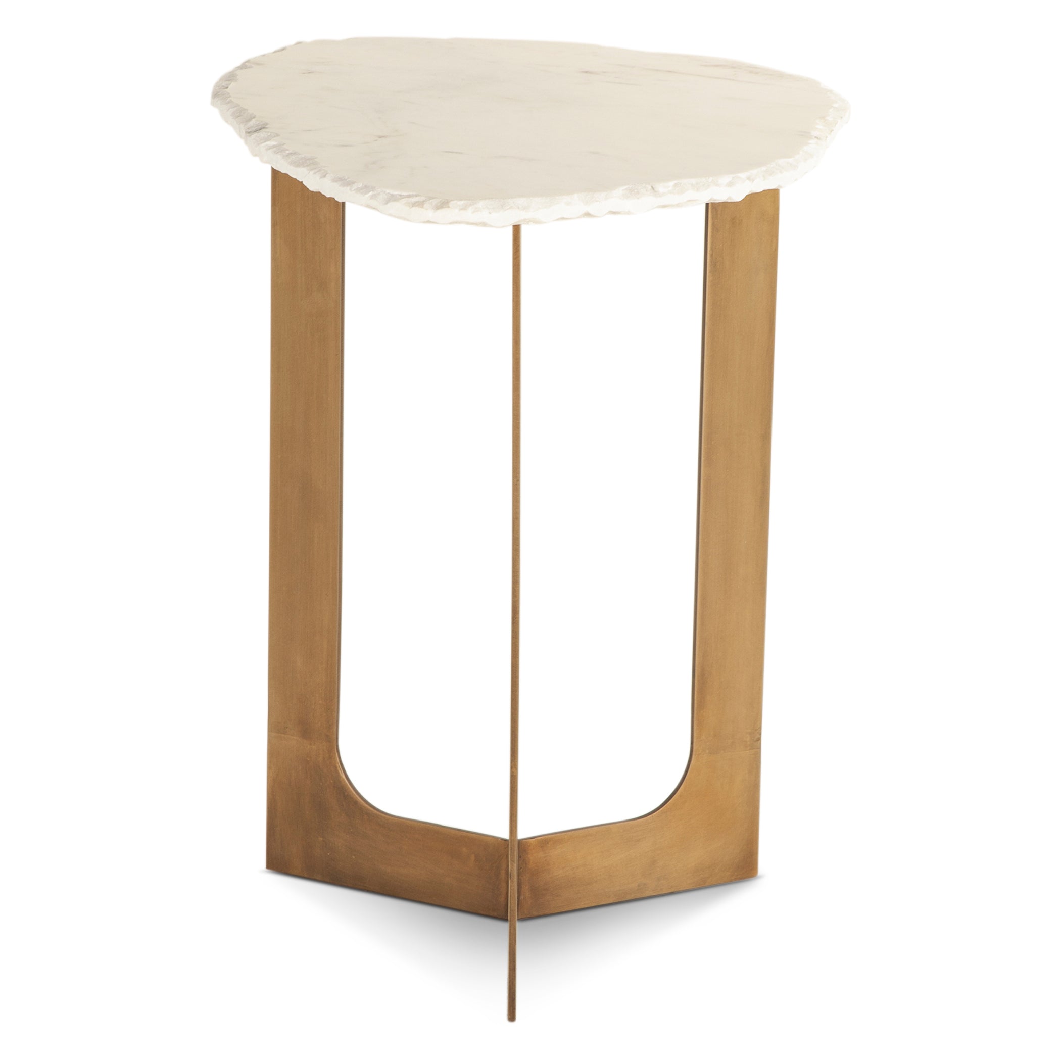 24" White Marble Side Table