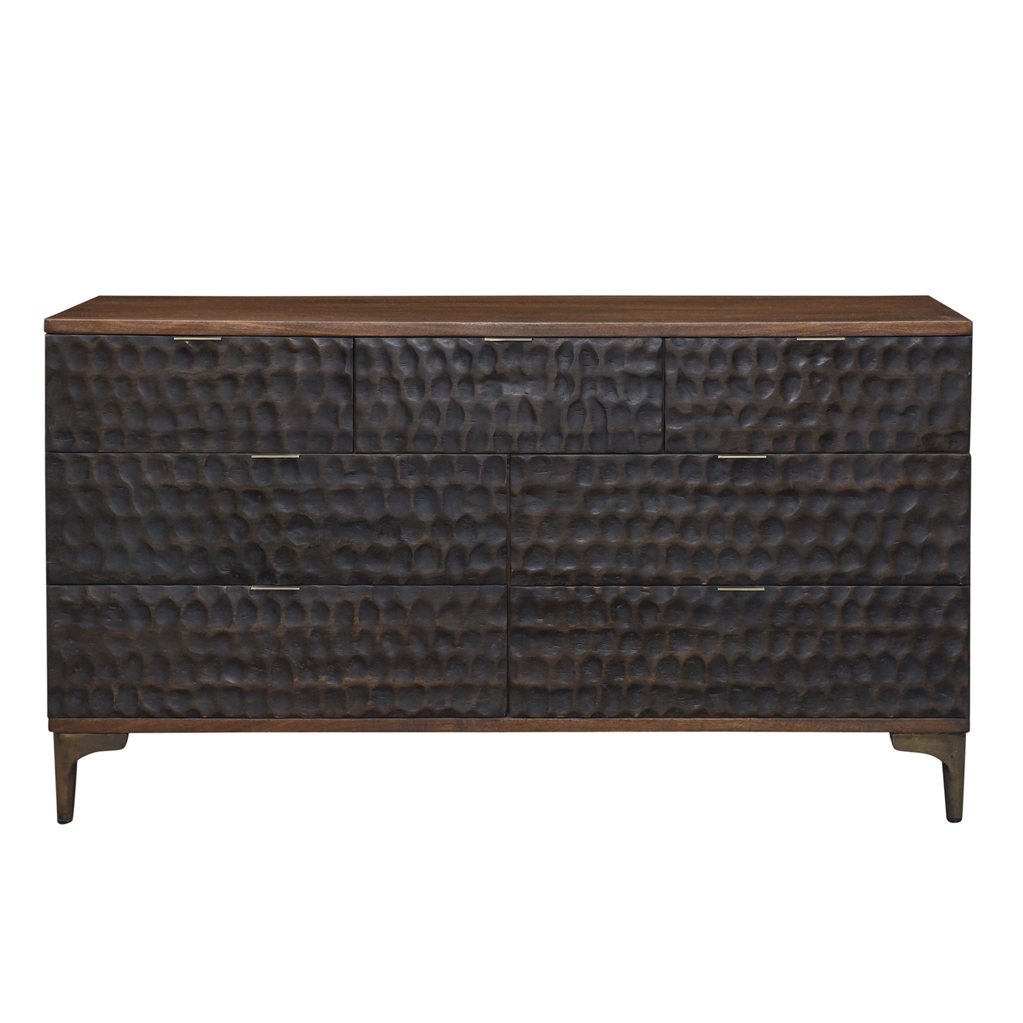 60" Two-Tone Carved Wood Dresser