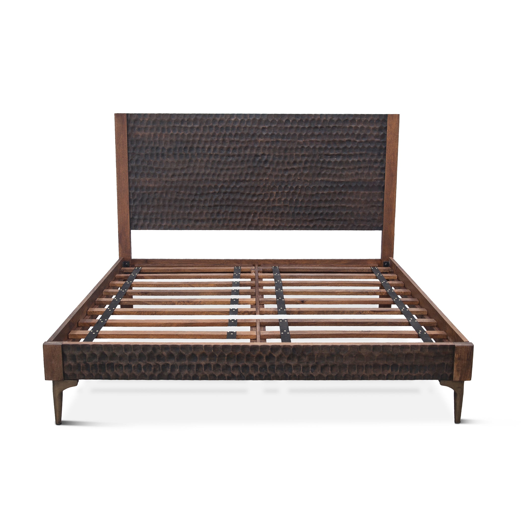 64" Two-Tone Carved Wood Queen Size Bed