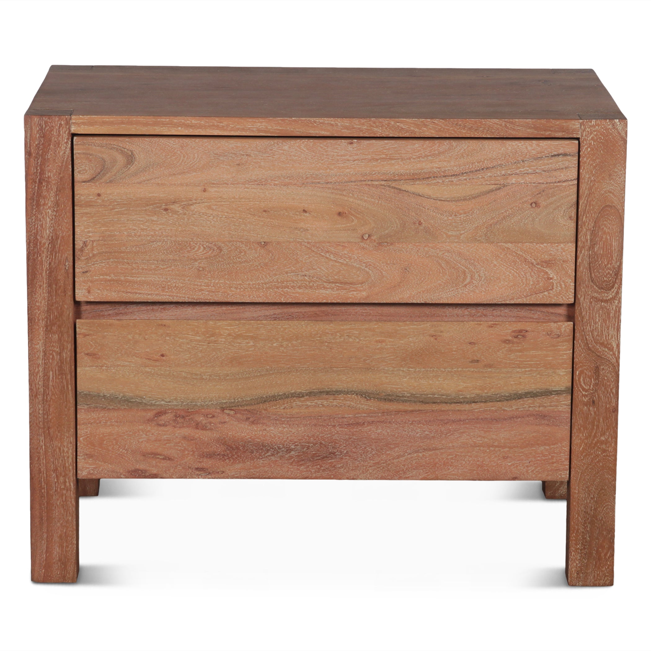 18" Brushed Acacia Wood Nightstand