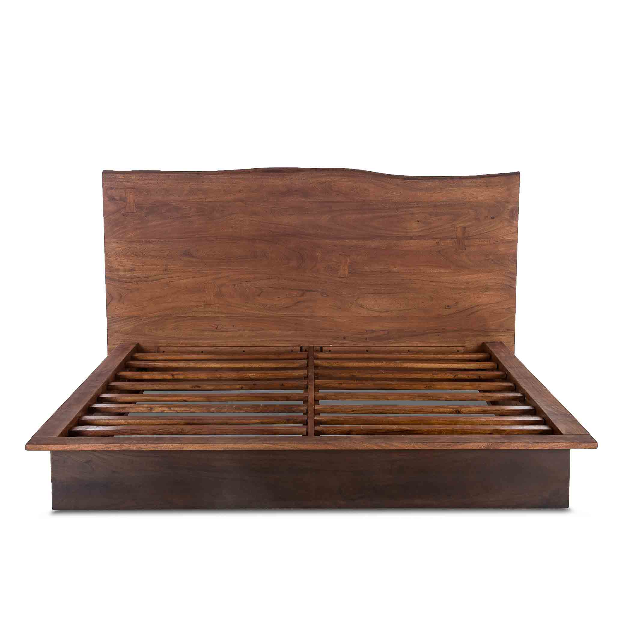 73" Raw Walnut and Ebony Queen Size Bed