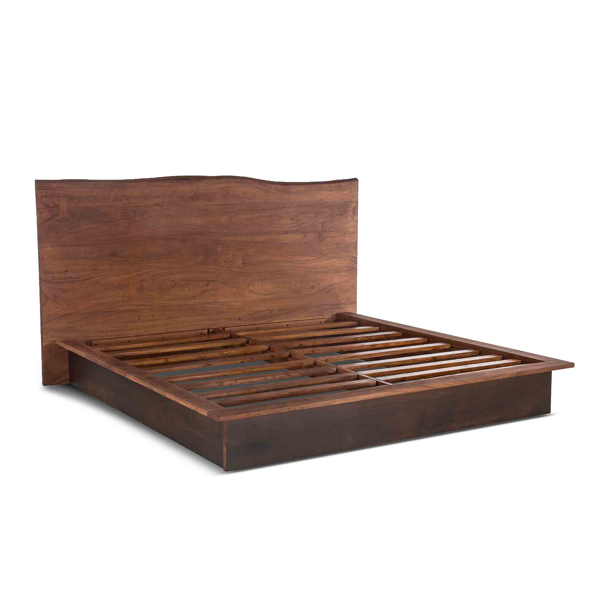 73" Raw Walnut and Ebony Queen Size Bed