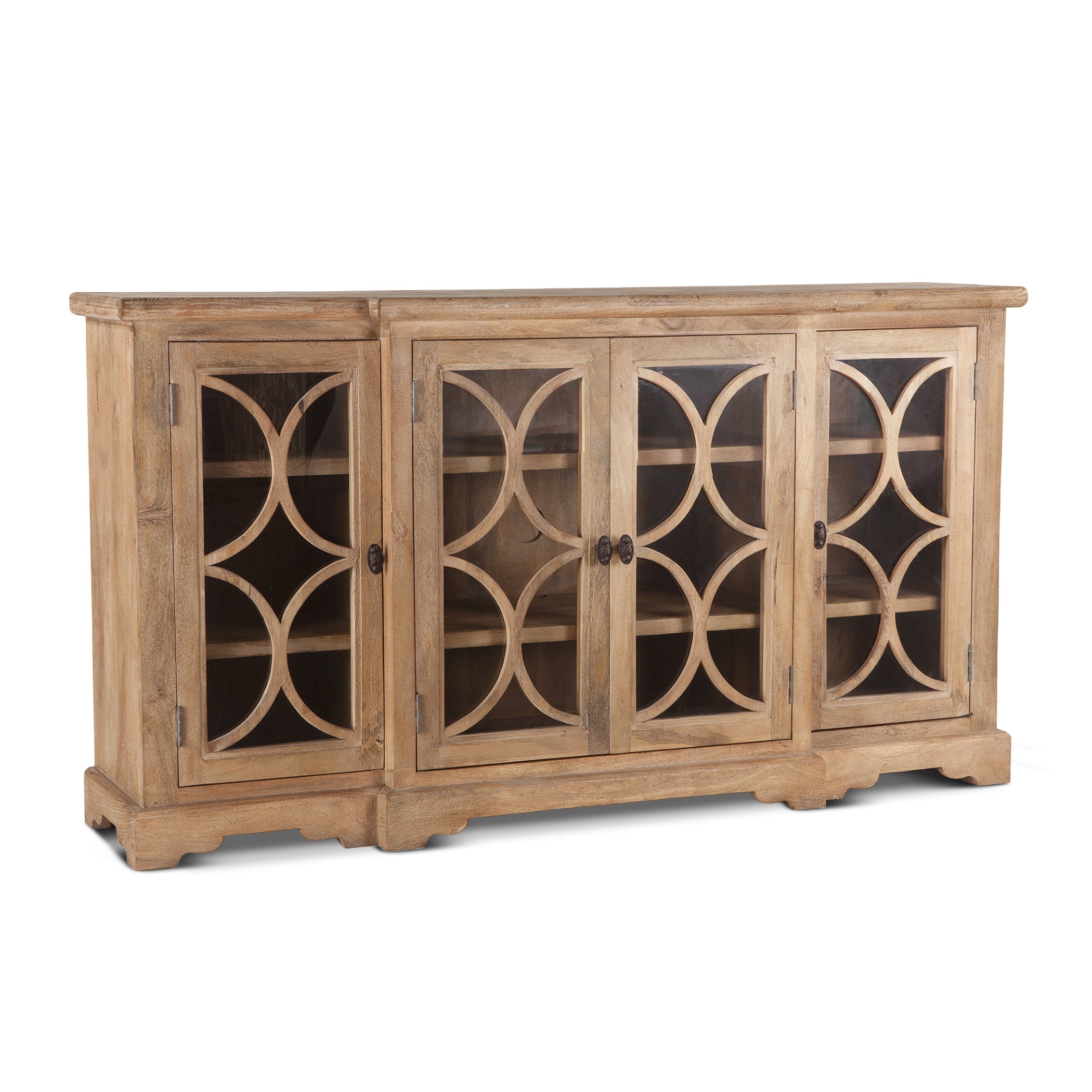 75" Antique Oak Glass Cabinet