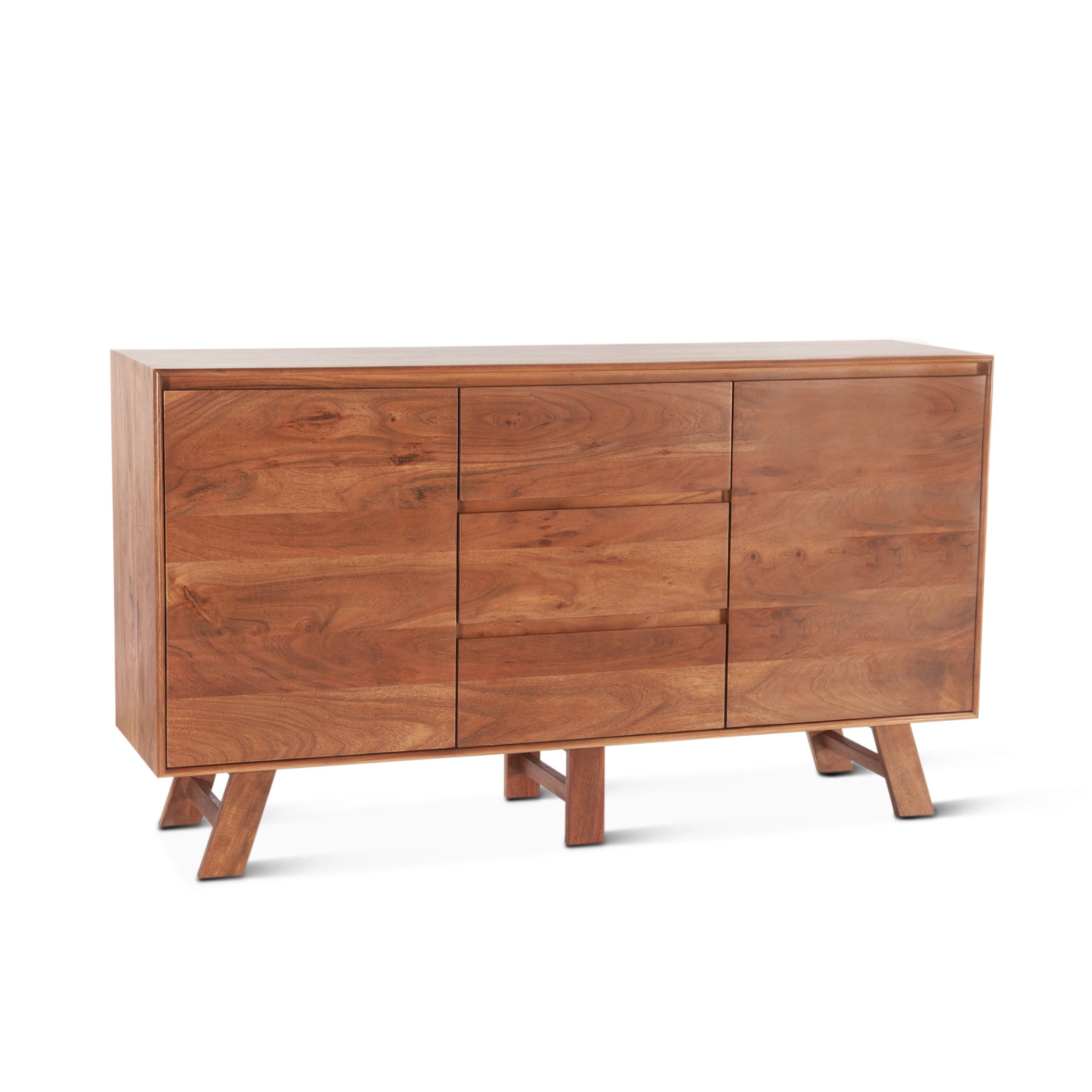 68" Cinnamon Brown Acacia Wood Sideboard