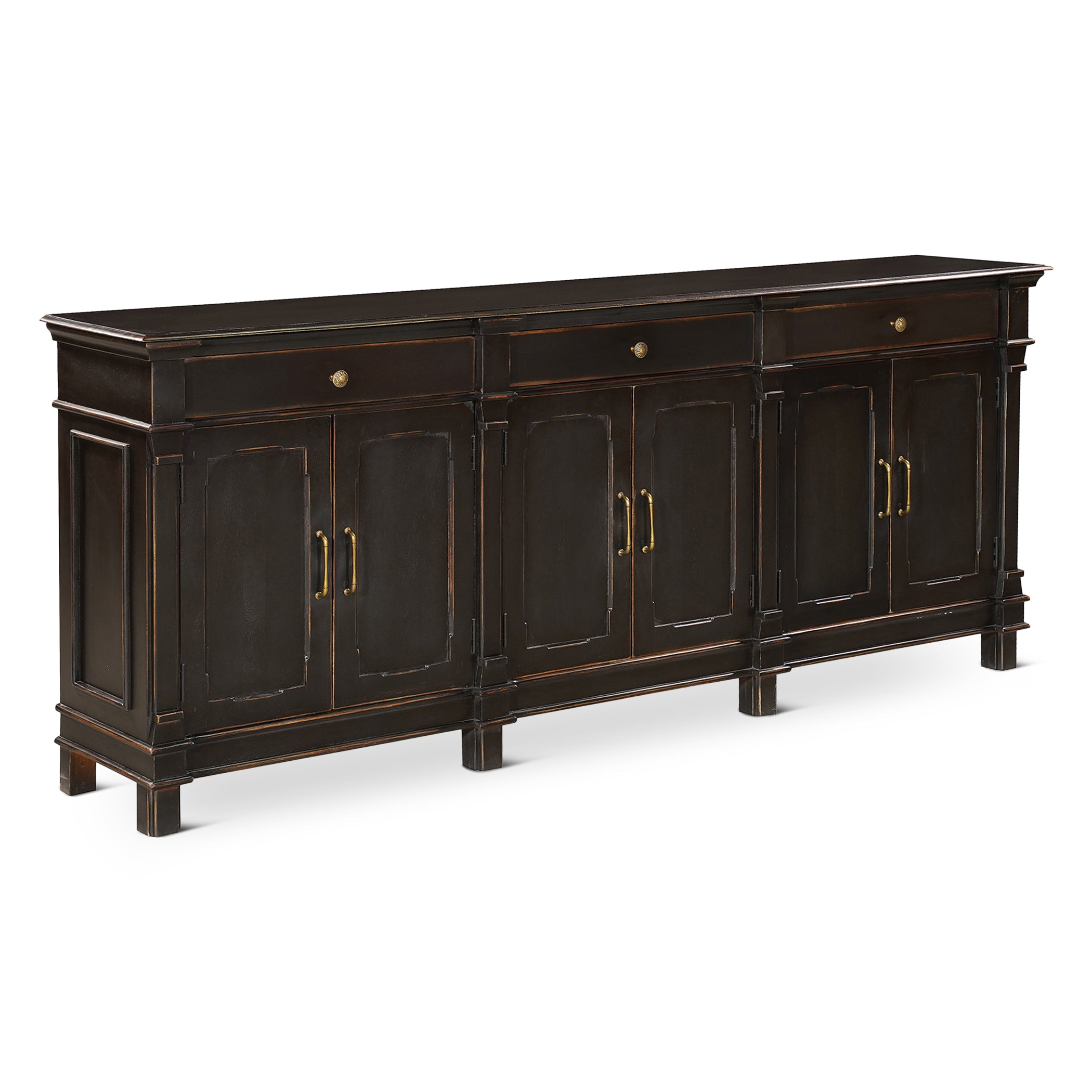 100" Distressed Black Mango Wood Sideboard