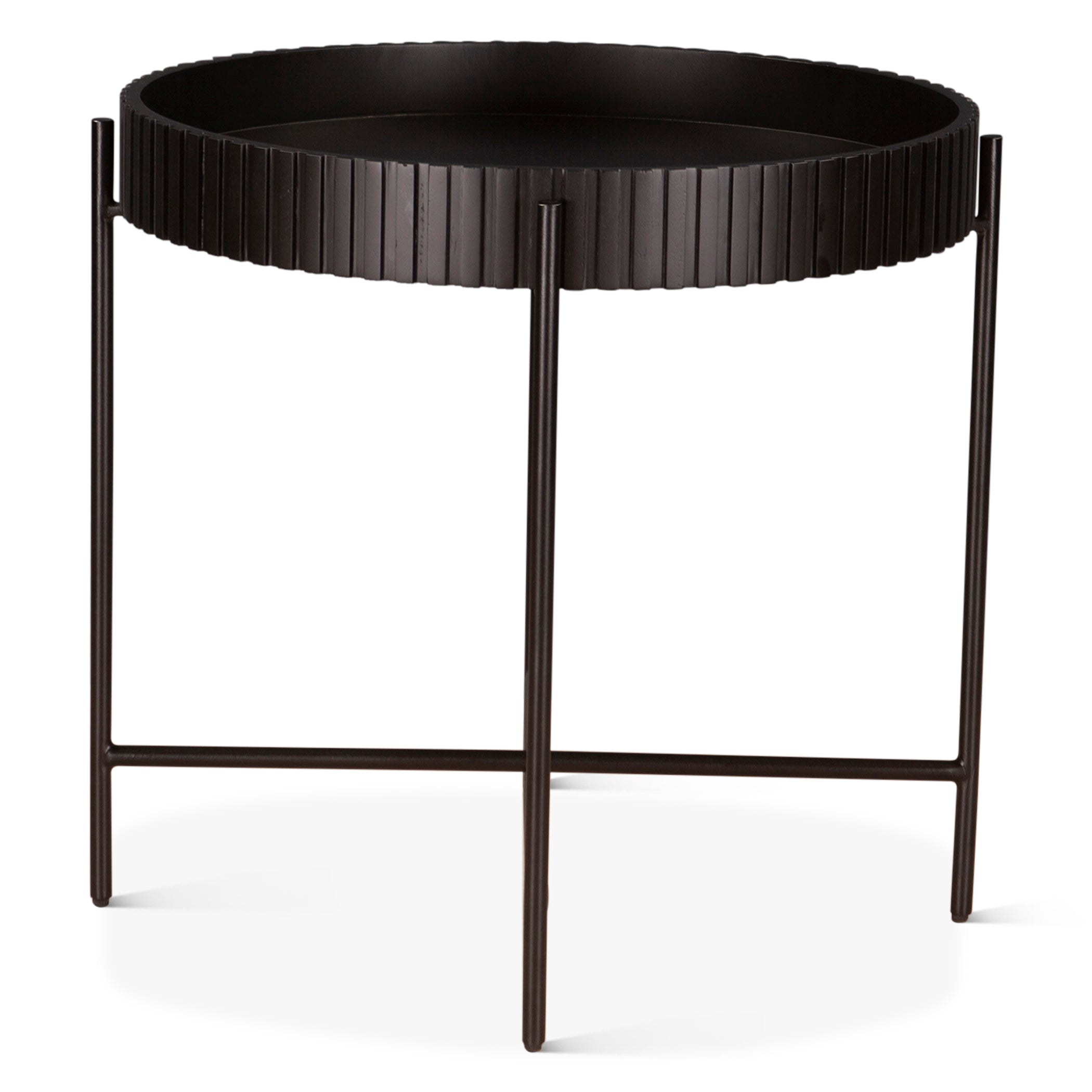 29" Matte Black Wood Nesting Tray Tables