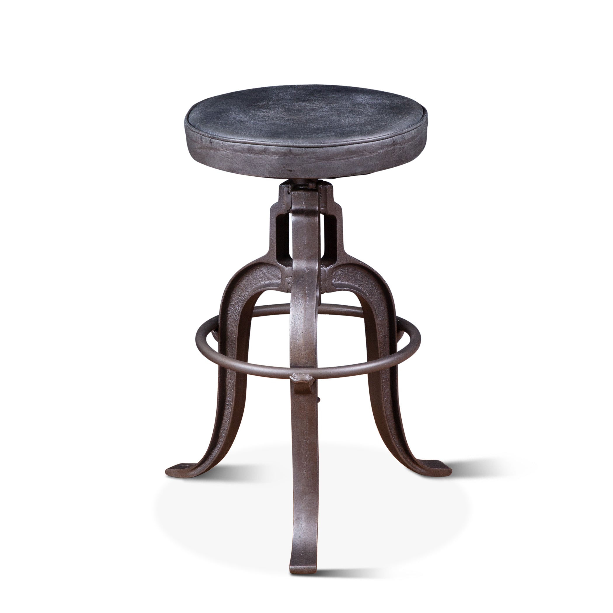 13" Black Leather Adjustable Stool