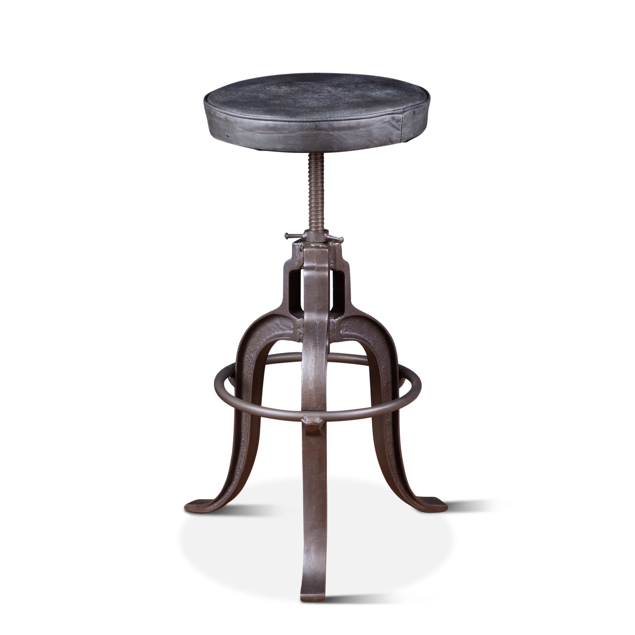 13" Black Leather Adjustable Stool
