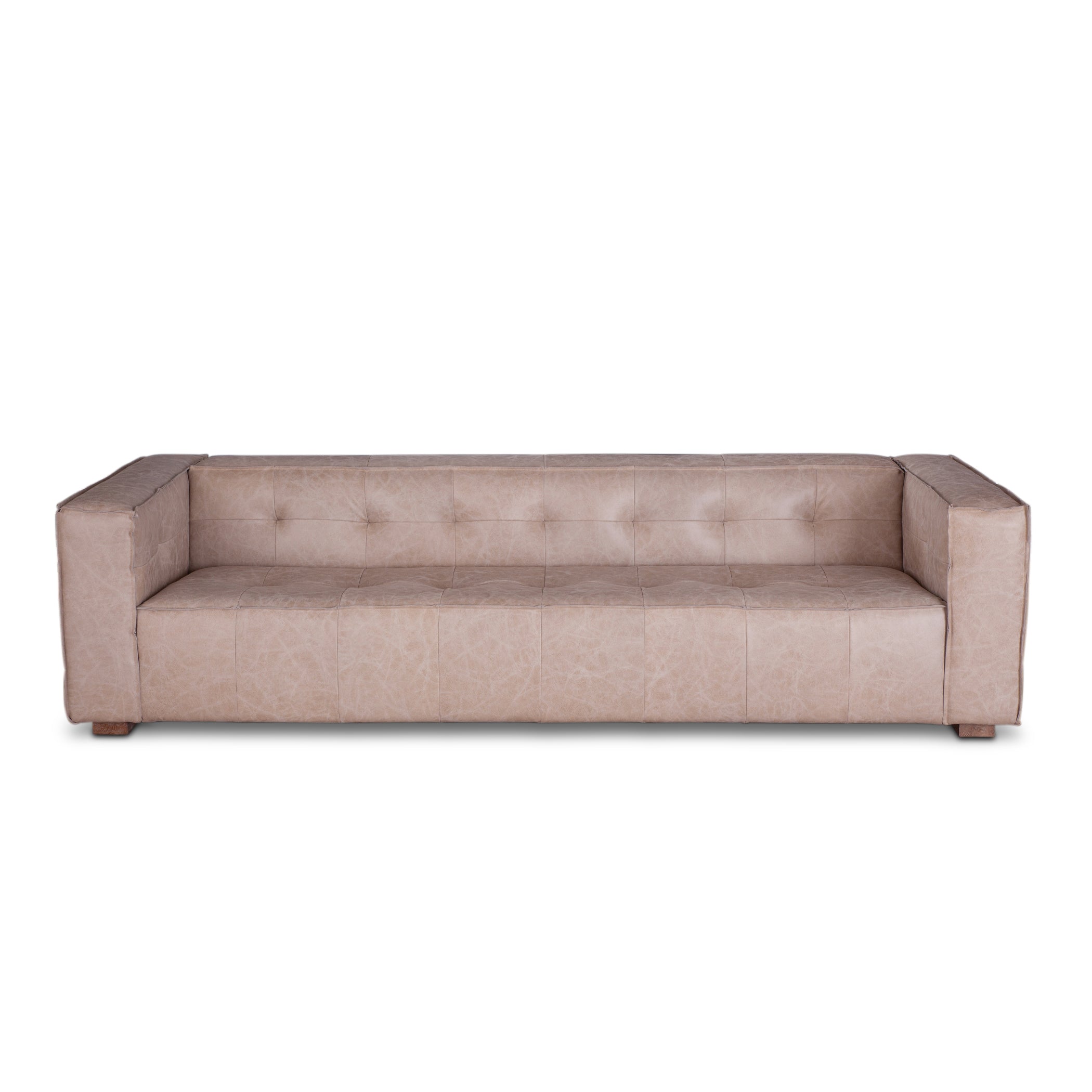 106" Vintage Cream Leather Sofa