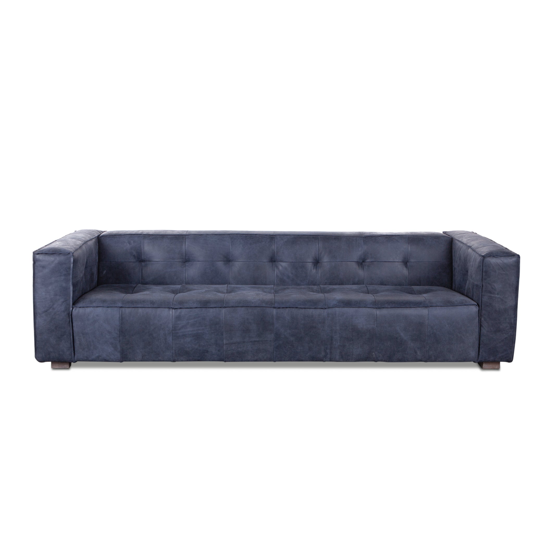 106" Italian Blue Leather Sofa